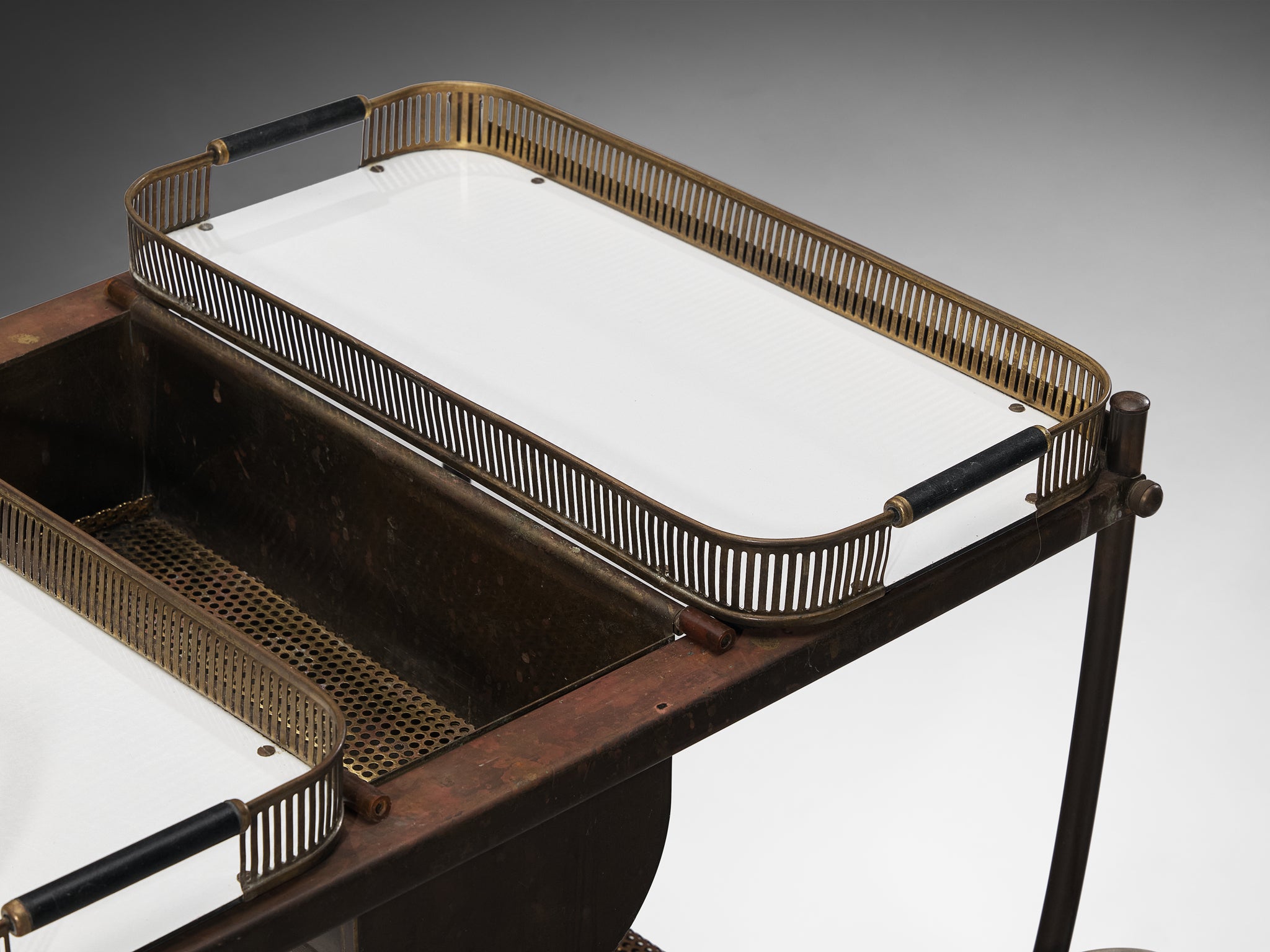 Swedish 1950s Tea Trolley in Brass Tables Morentz