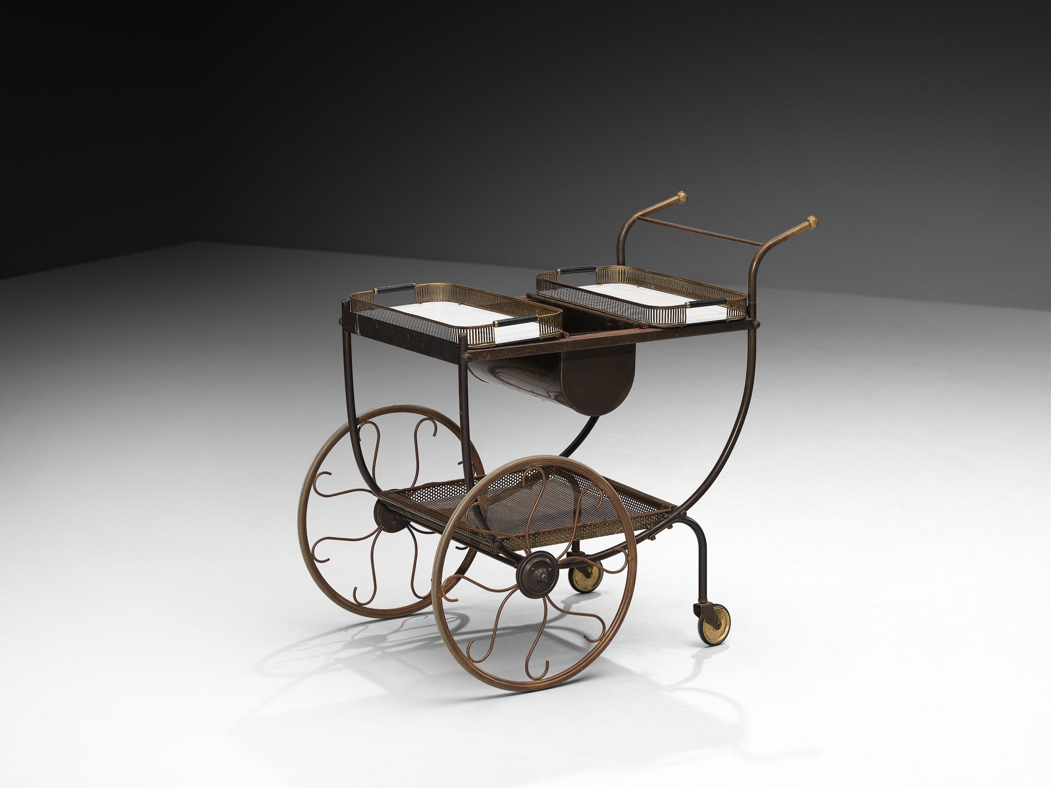 Swedish 1950s Tea Trolley in Brass Tables Morentz