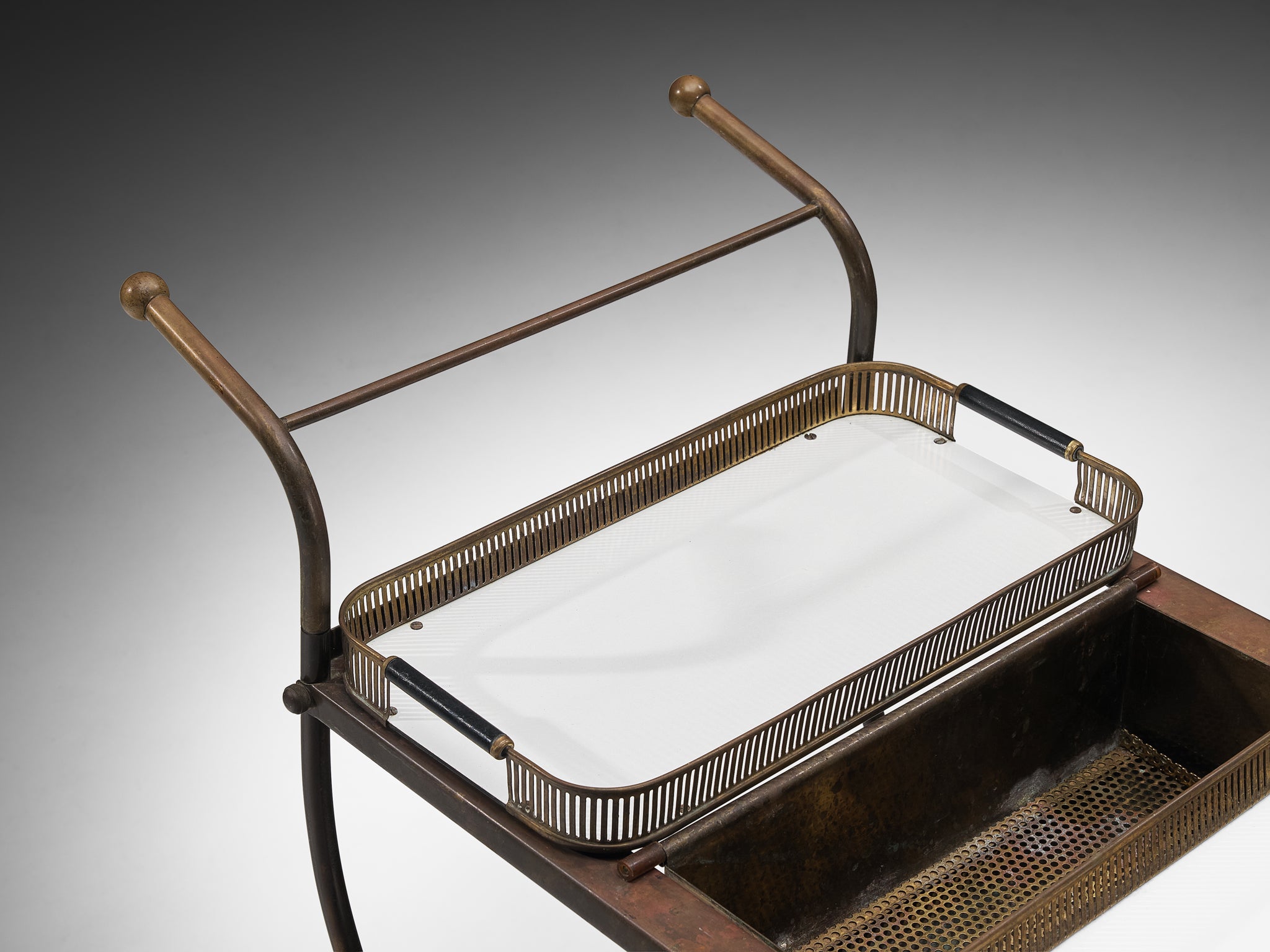 Swedish 1950s Tea Trolley in Brass Tables Morentz