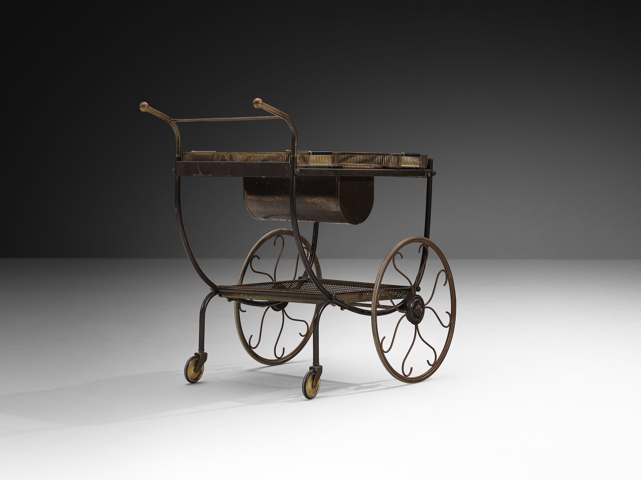 Swedish 1950s Tea Trolley in Brass Tables Morentz