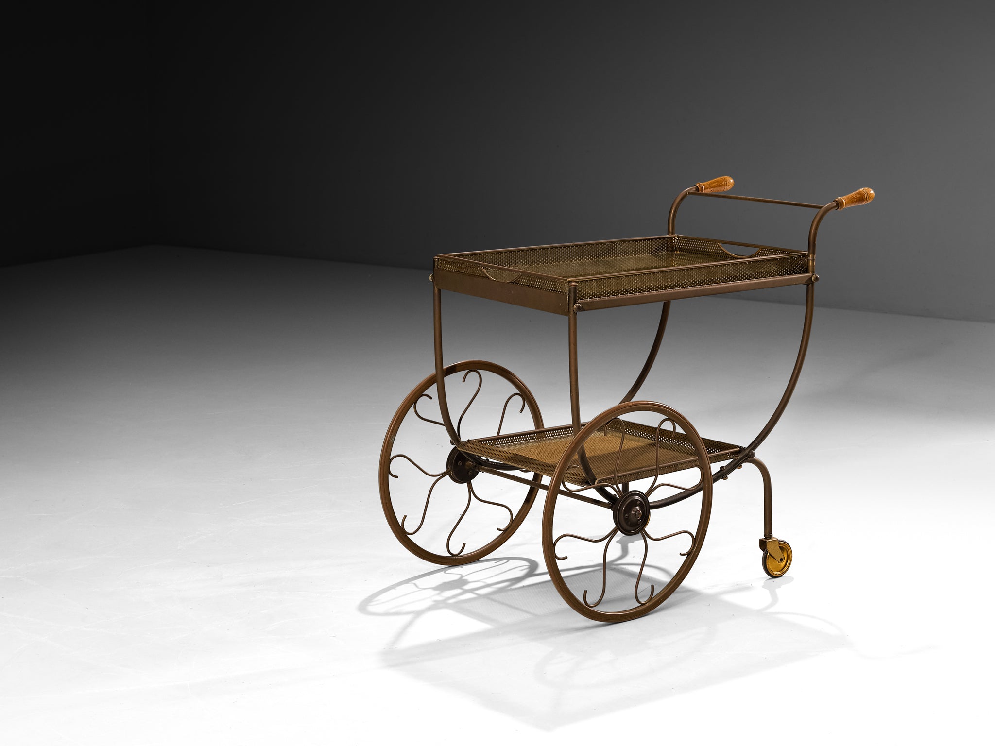 Swedish 1950s Tea Trolley in Brass Tables Morentz