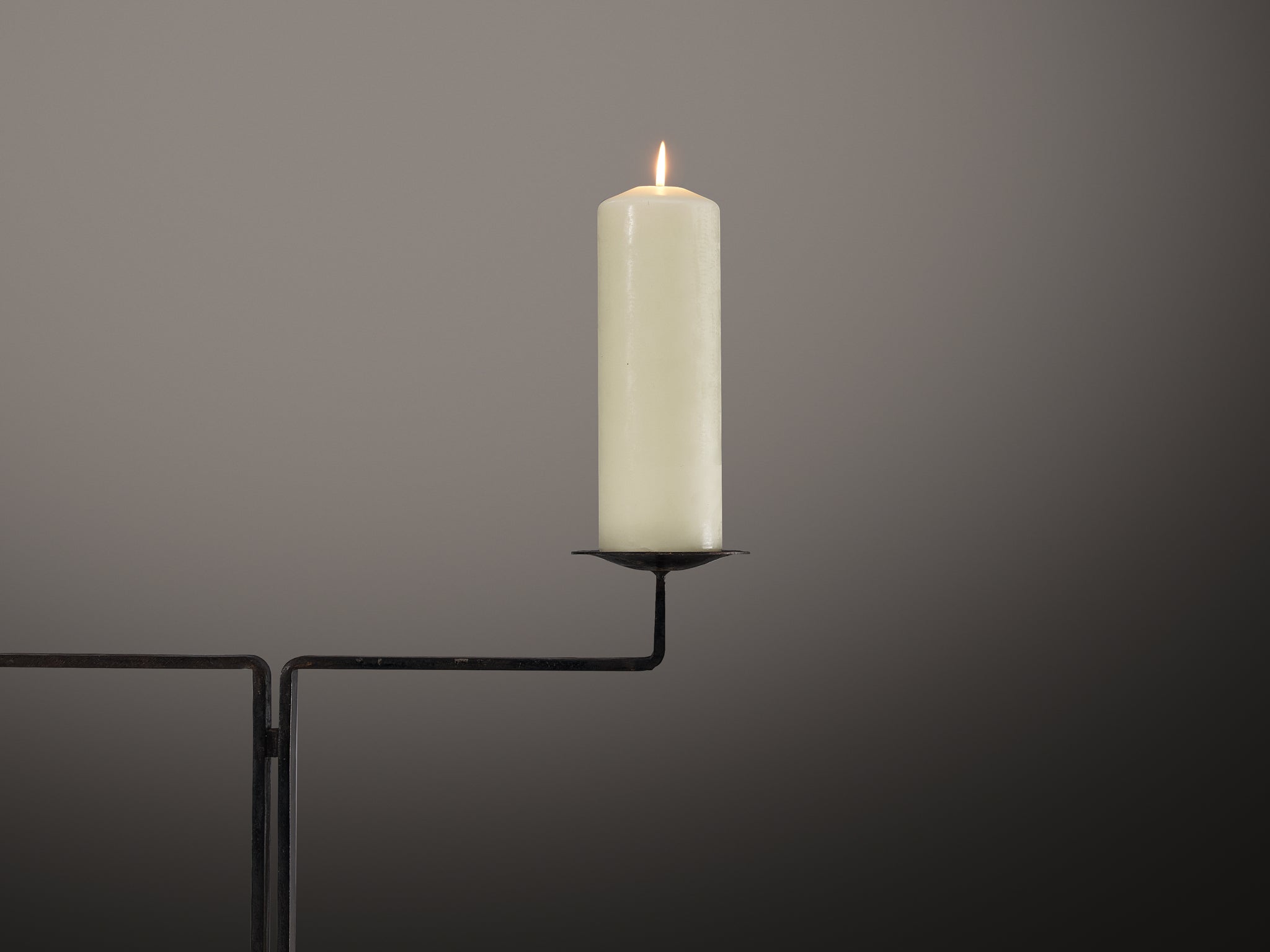 Large Minimalist Floor Candle Holder in Steel