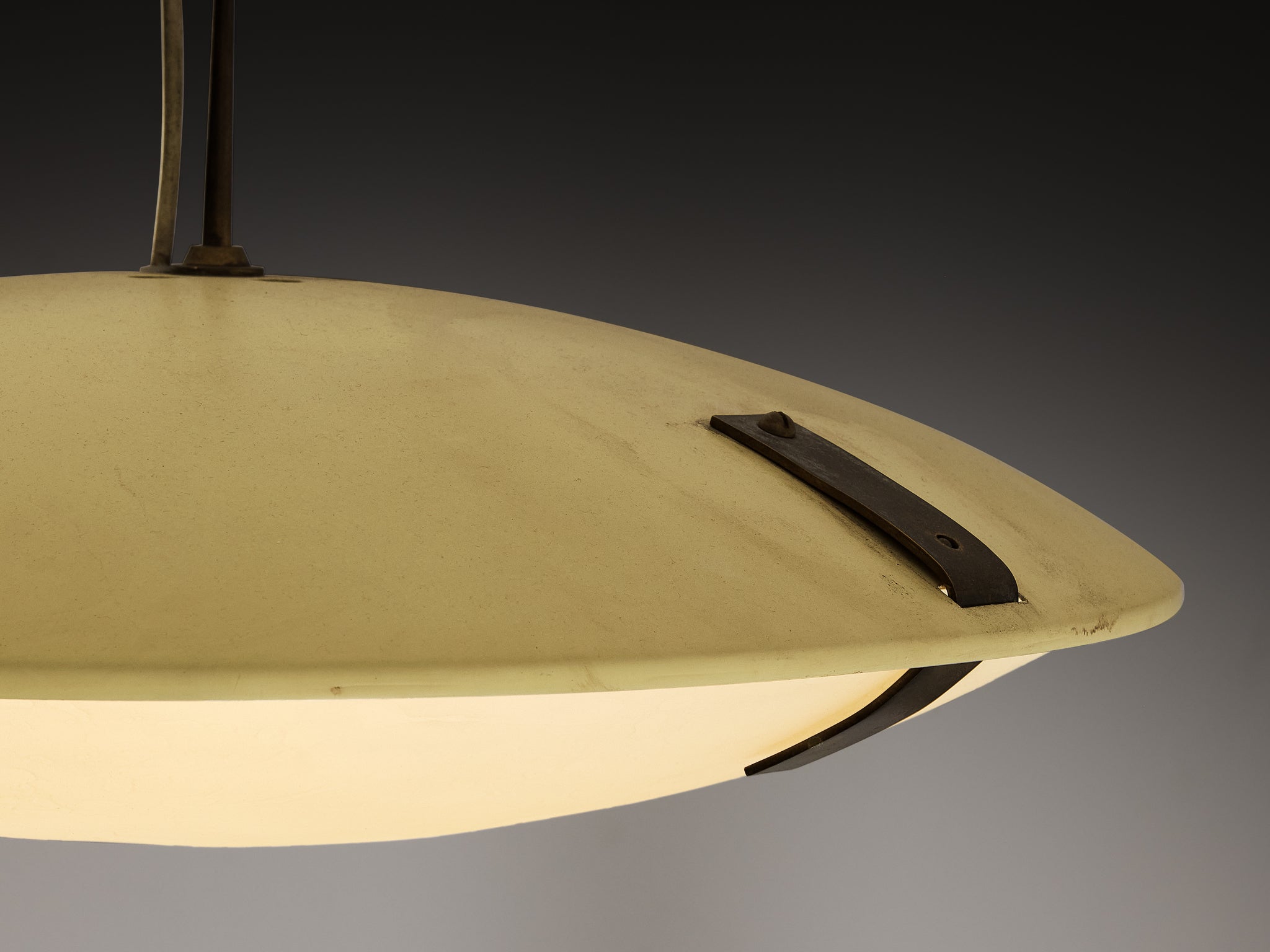 Stilnovo Pendant '1140' in Aluminium, Brass and Glass Lighting Morentz