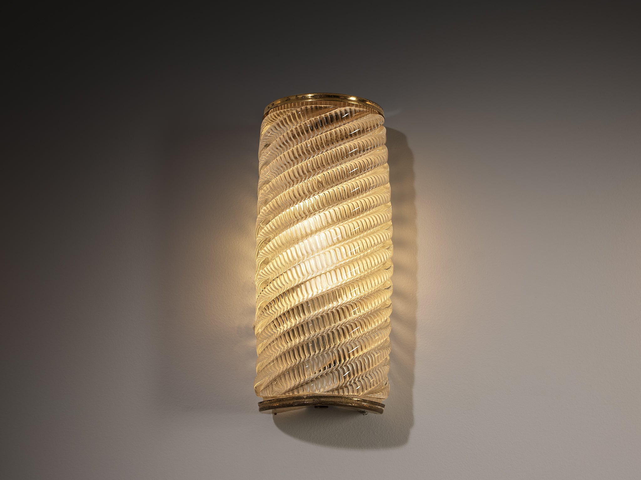 1940s Italian Spiral Glass Wall Lights with Brass