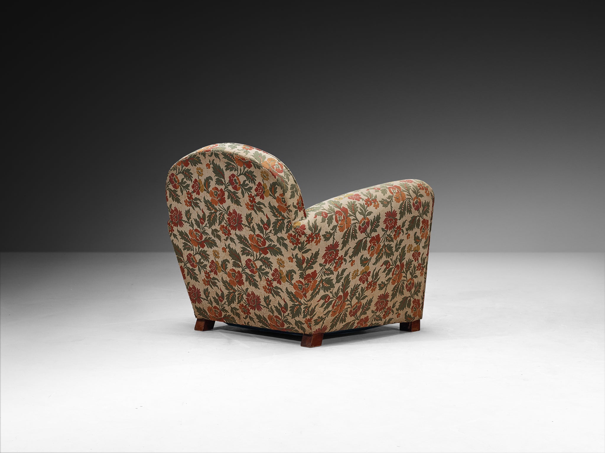 Pair of Mid-Century Lounge Chairs in Floral Upholstery