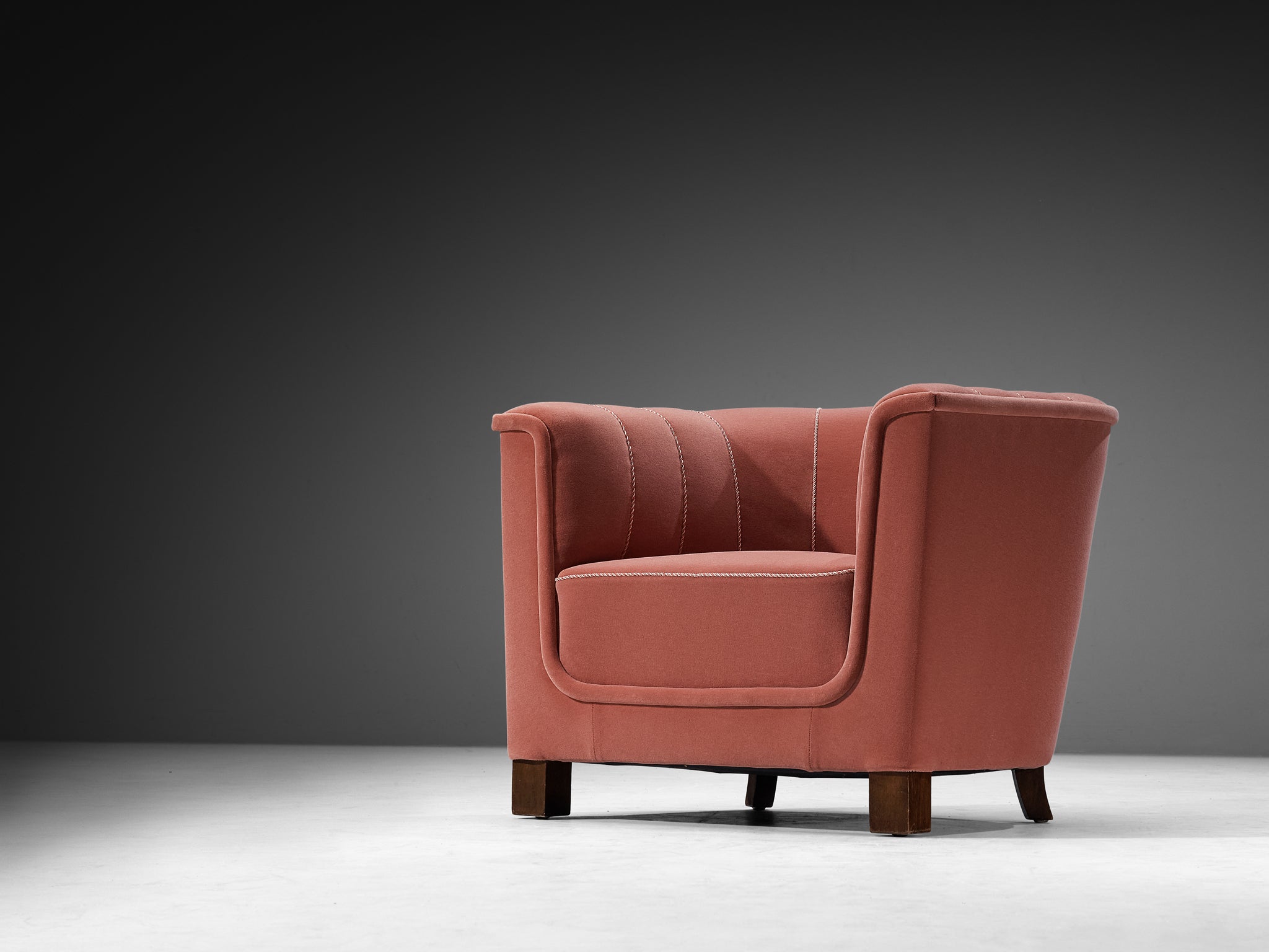 Rare Otto Schulz for Boet Lounge Chair in Pink Wool Velvet