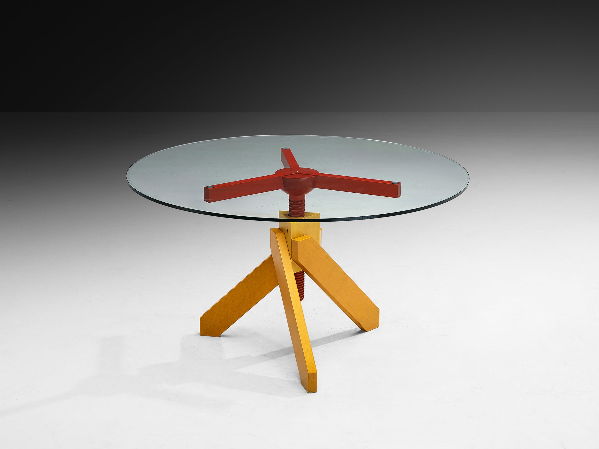 Vico Magistretti for De Padova 'Vidun' Dining Table with Colorful Geometric Base Tables Morentz