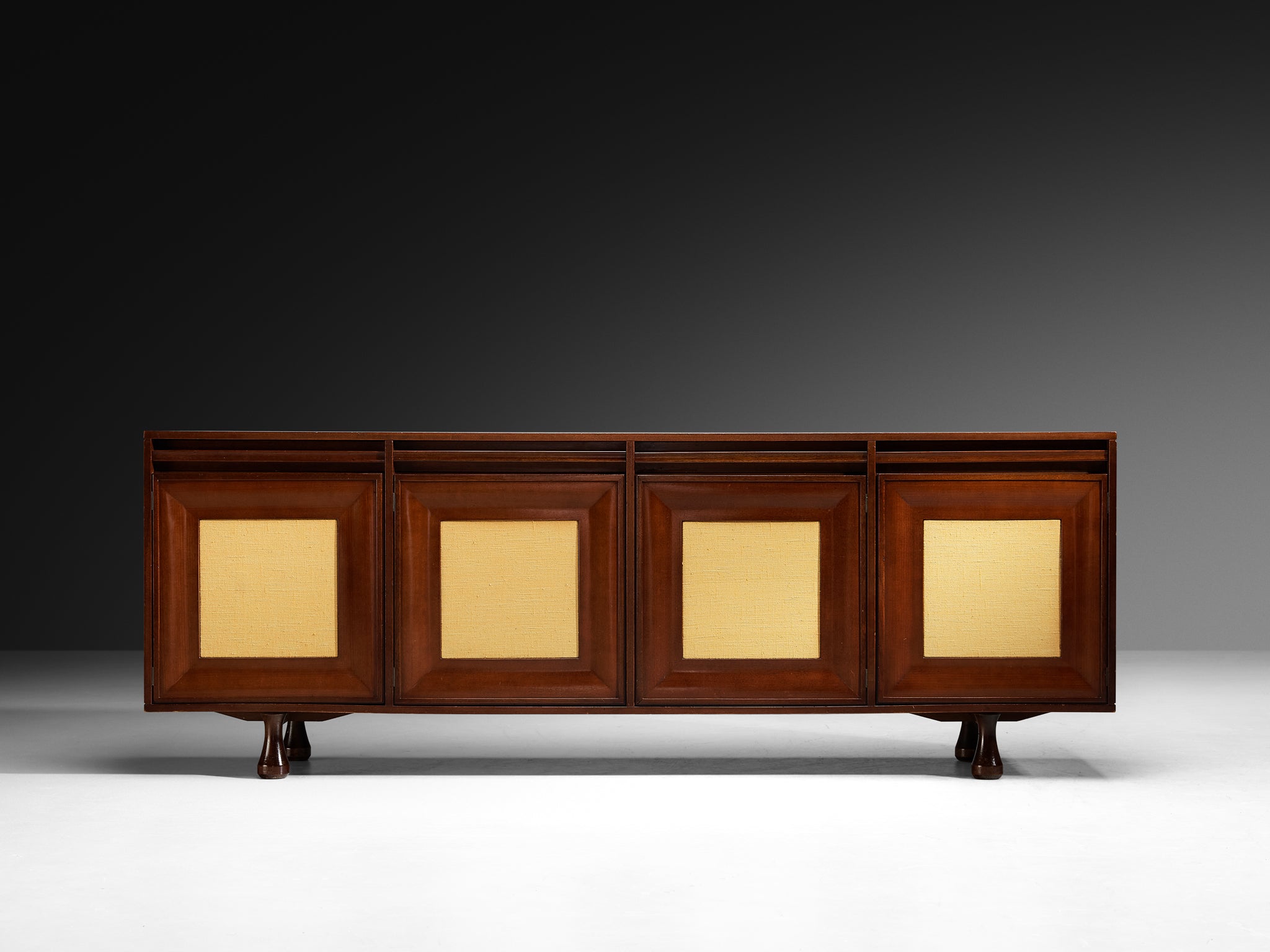 Angelo Mangiarotti for Sorgente dei Mobili Sideboard in Mahogany Grasscloth Case pieces and storage cabinets Morentz