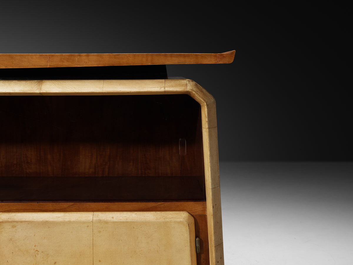Italian Art Deco Cabinet in Parchment and Walnut Case pieces and storage cabinets Morentz
