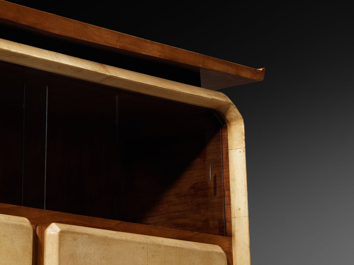 Italian Art Deco Cabinet in Parchment and Walnut Case pieces and storage cabinets Morentz