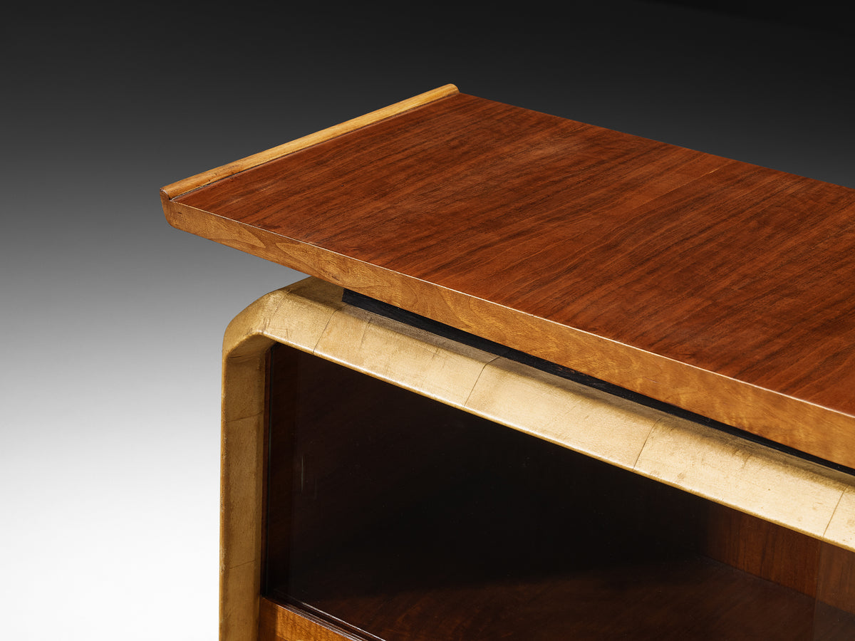 Italian Art Deco Cabinet in Parchment and Walnut Case pieces and storage cabinets Morentz