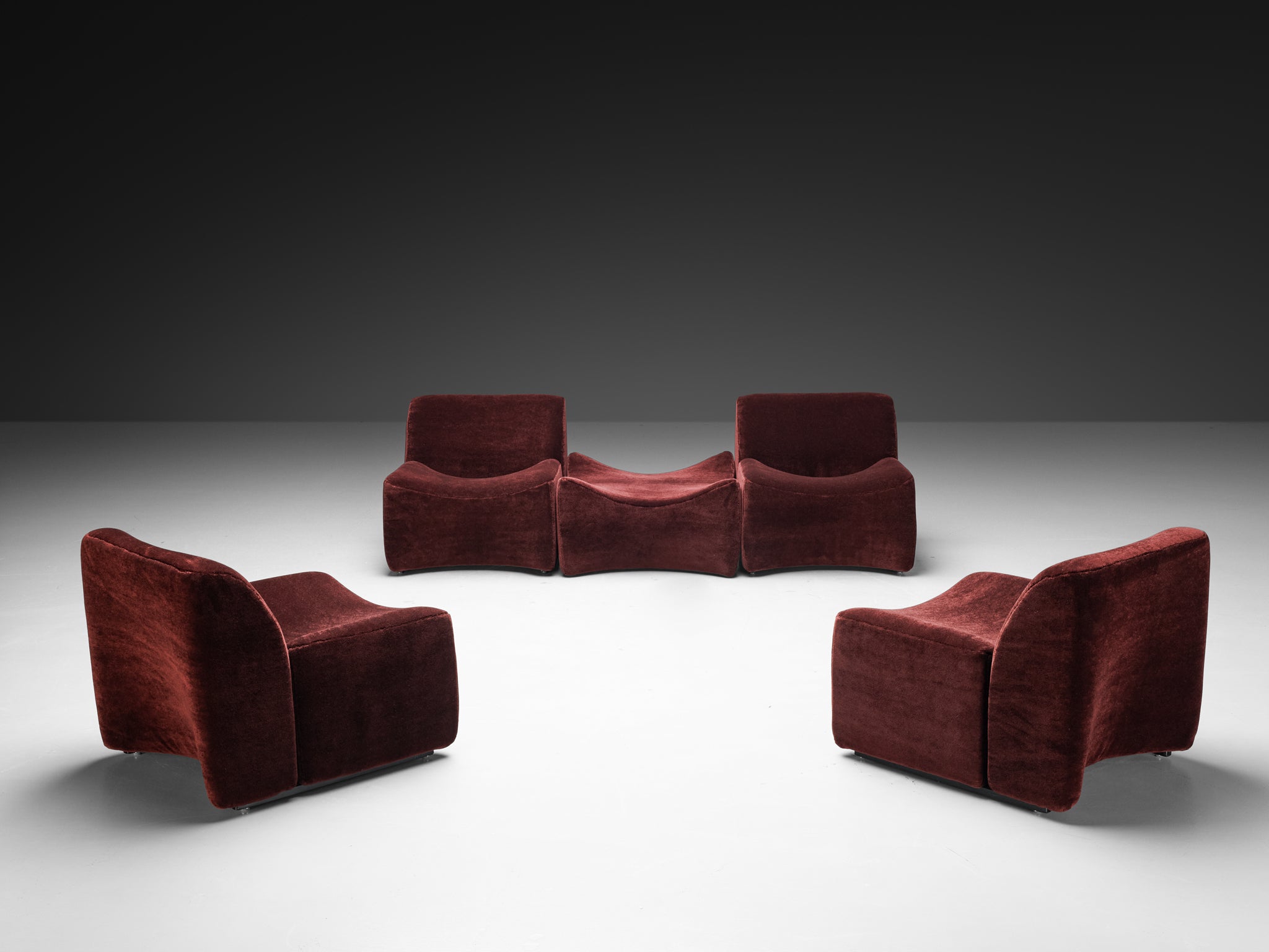 Fler 'Idler' Lounge Chairs with Ottoman in Teddy Mohair by Pierre Frey