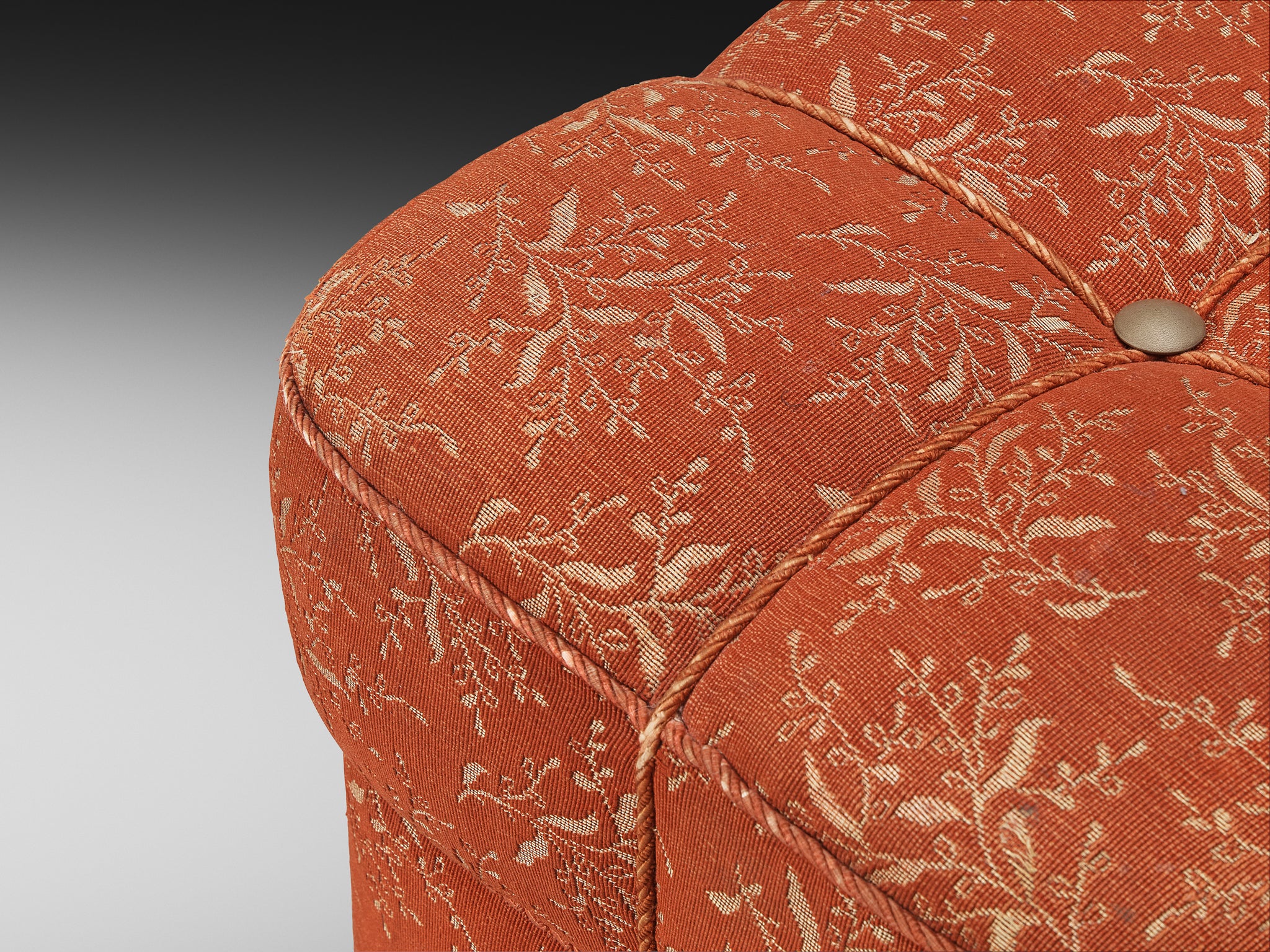 Jindrich Halabala Square Stool in Decorative Upholstery