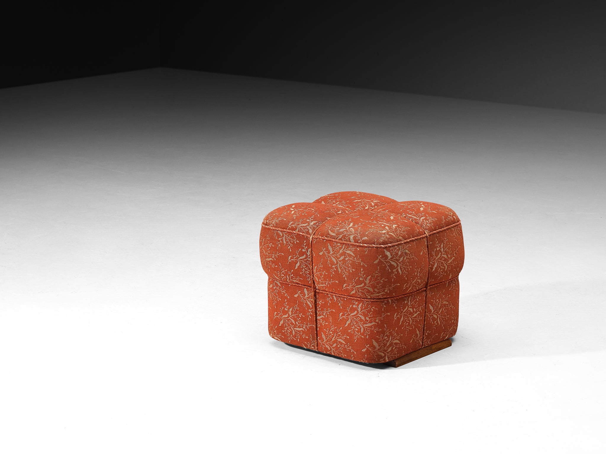Jindrich Halabala Square Stool in Decorative Upholstery