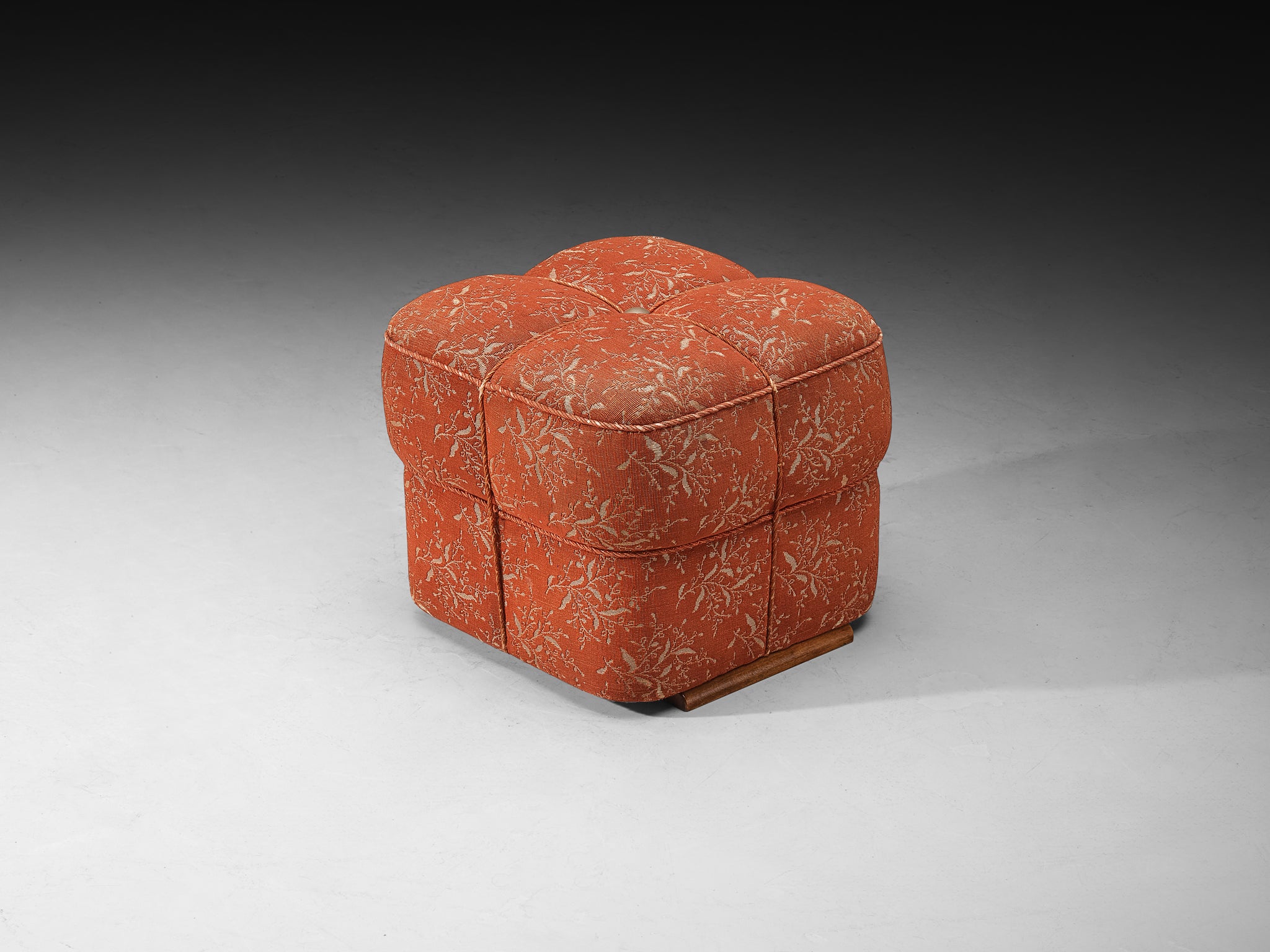 Jindrich Halabala Square Stool in Decorative Upholstery