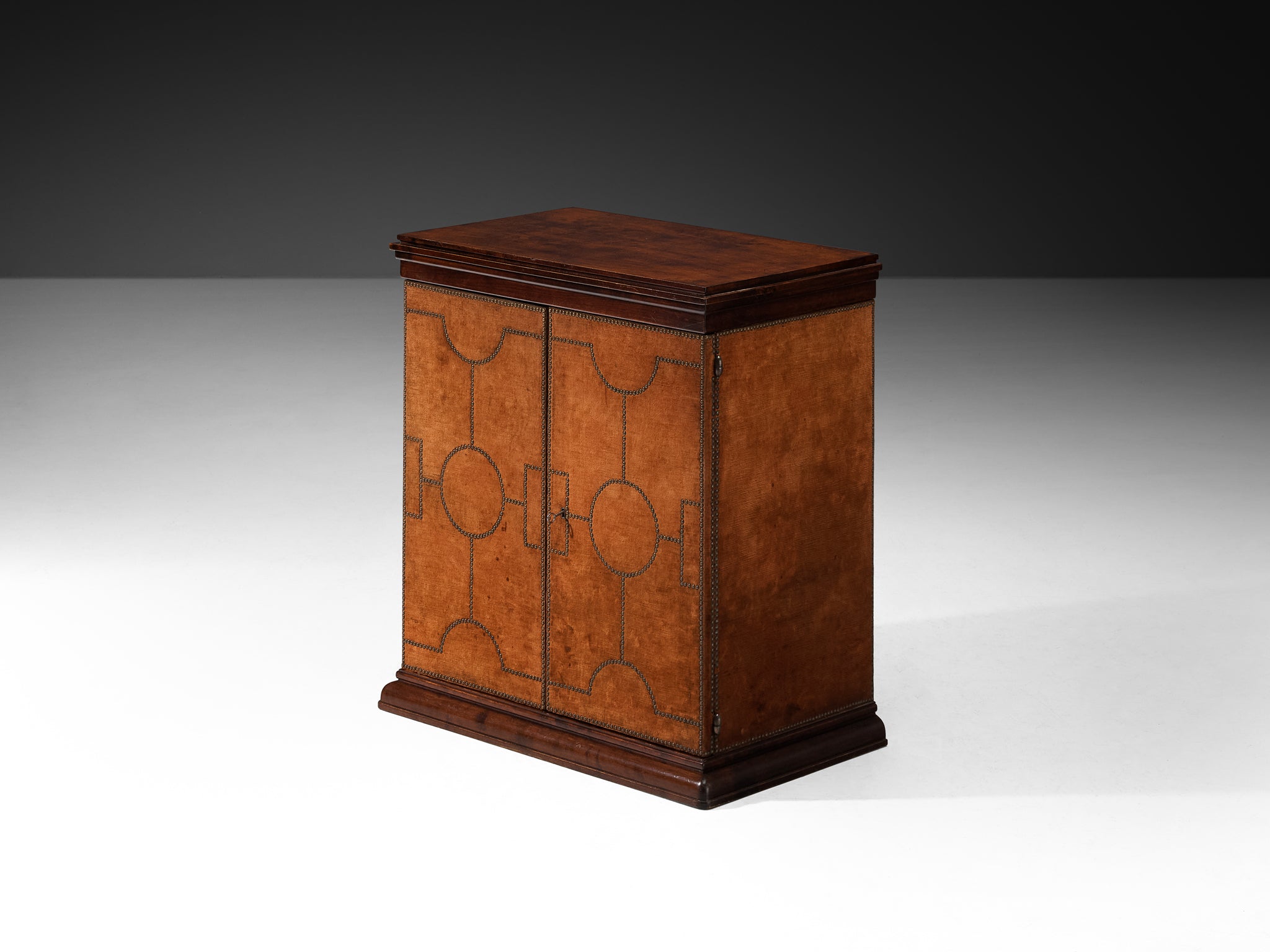 Otto Schulz for Boet Rare Cabinet in Velvet, Walnut, and Brass Nails Case pieces and storage cabinets Morentz