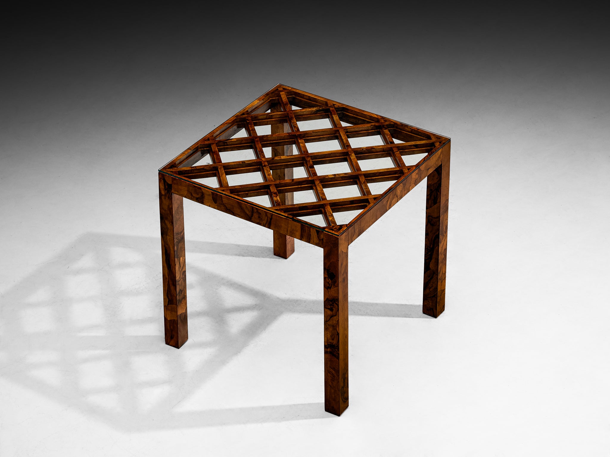 Italian 1930s Art Deco Dining or Center Table with Lattice Top in Walnut Burl Tables Morentz
