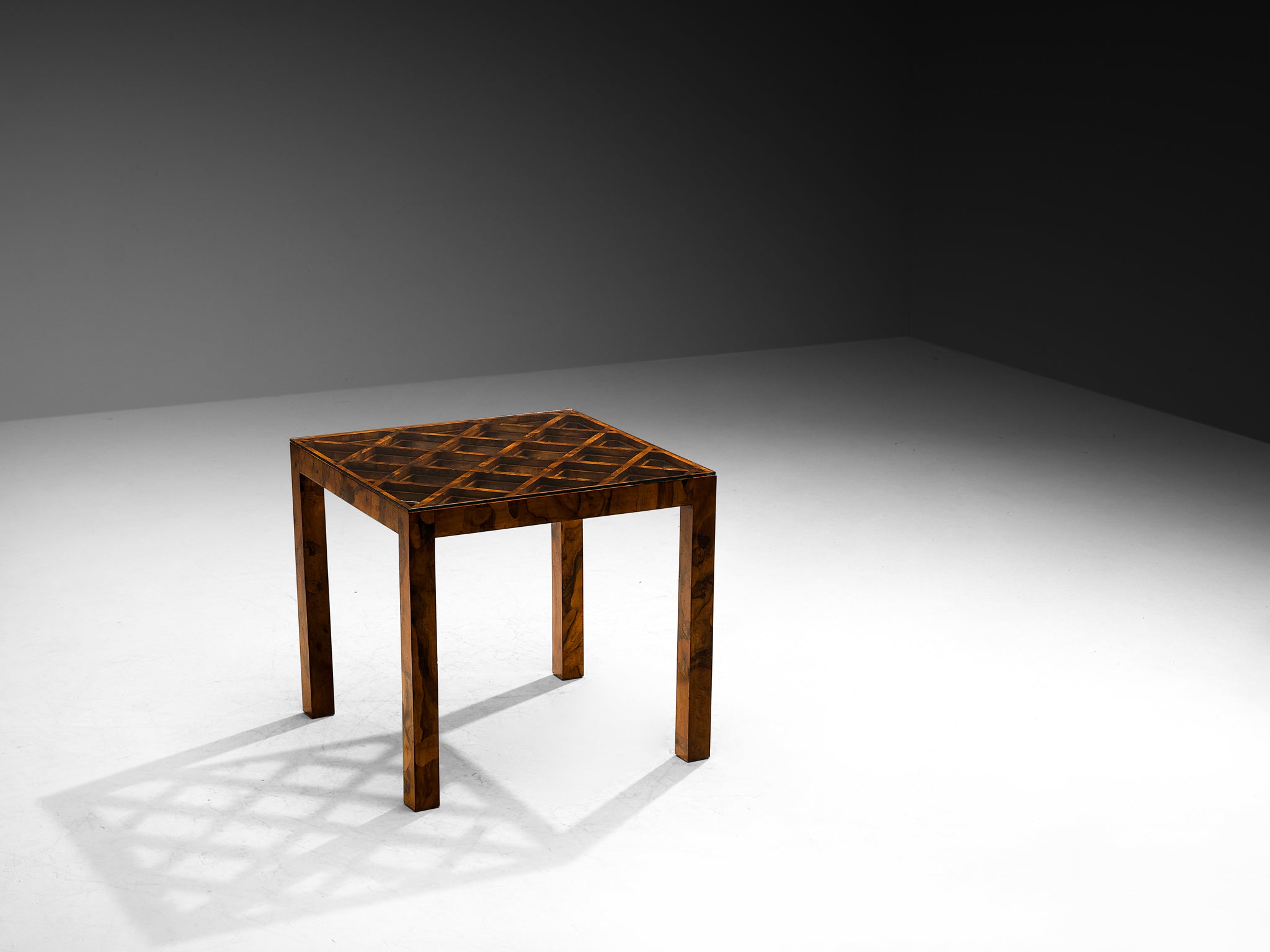 Italian 1930s Art Deco Dining or Center Table with Lattice Top in Walnut Burl Tables Morentz