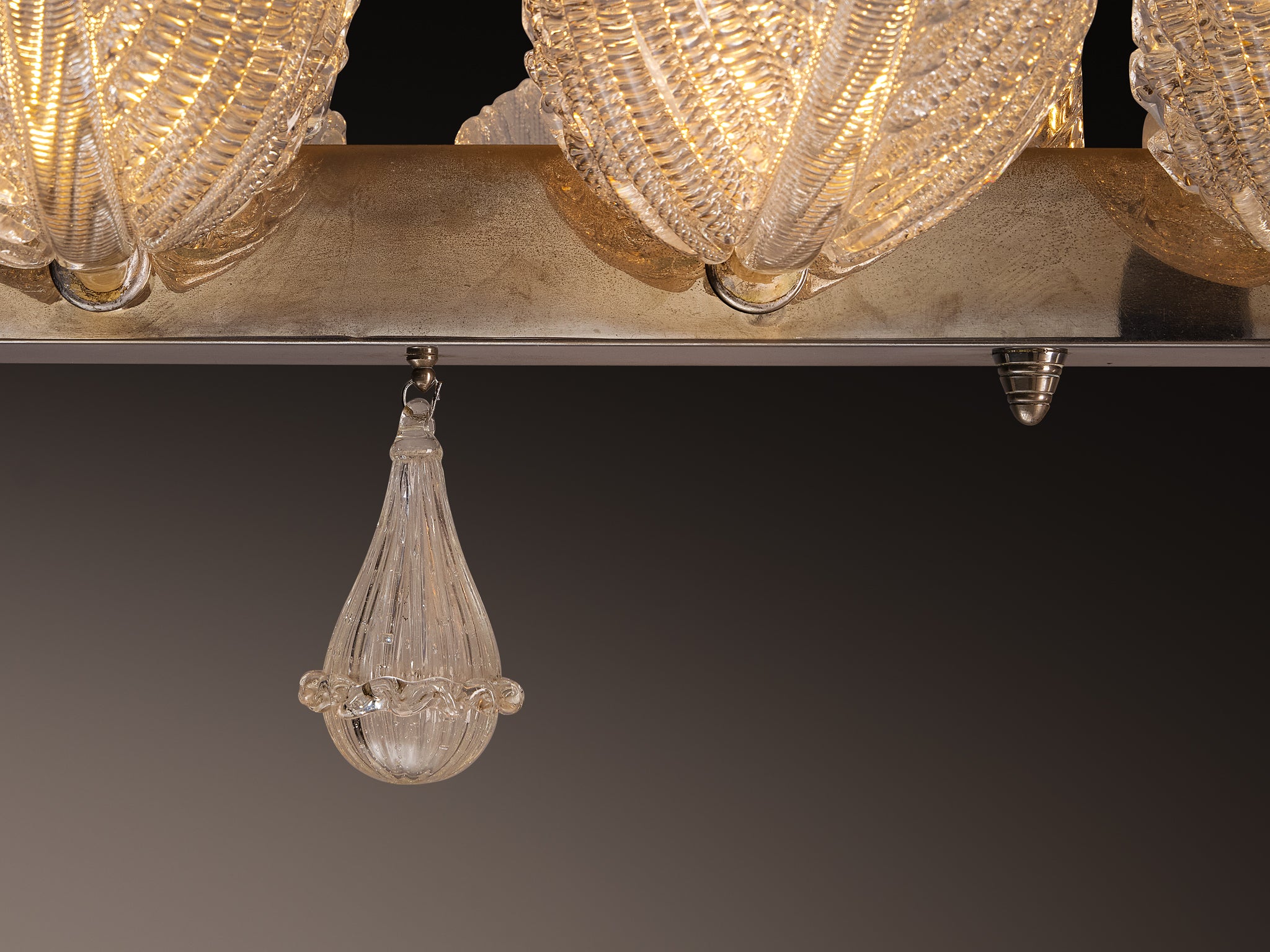 Barovier & Toso Chandelier with Petals in Crystal Glass Lighting Morentz