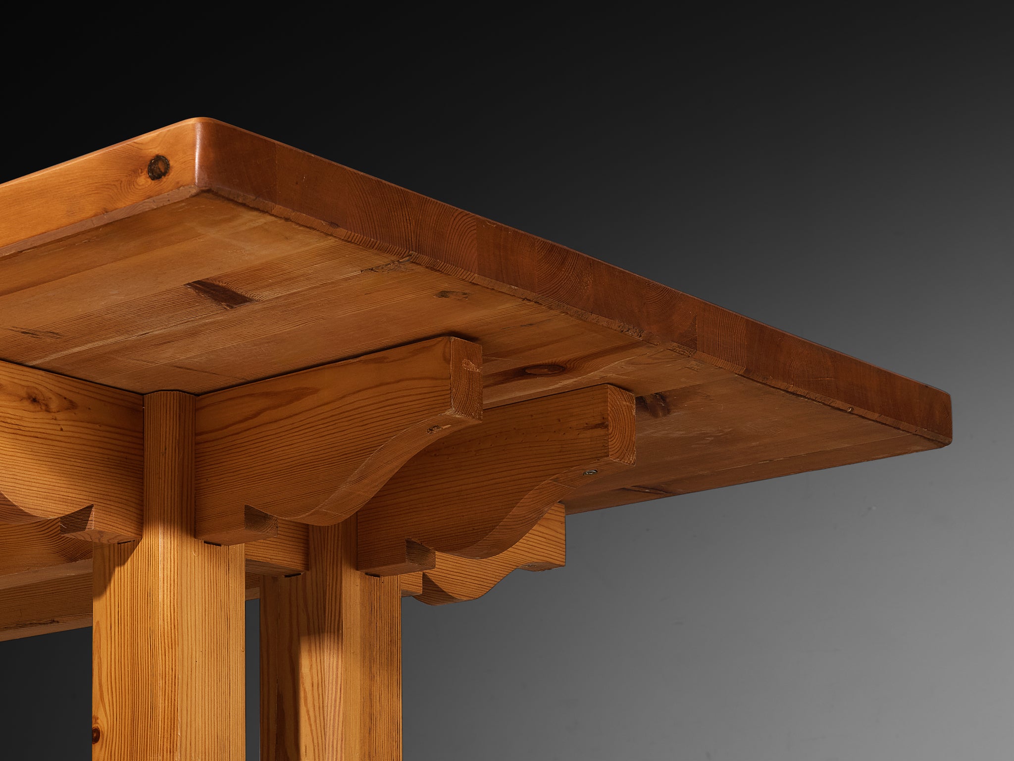 Grand Monumental Modernist Dining Table in Pine 1970s 400cm/157in Tables Morentz