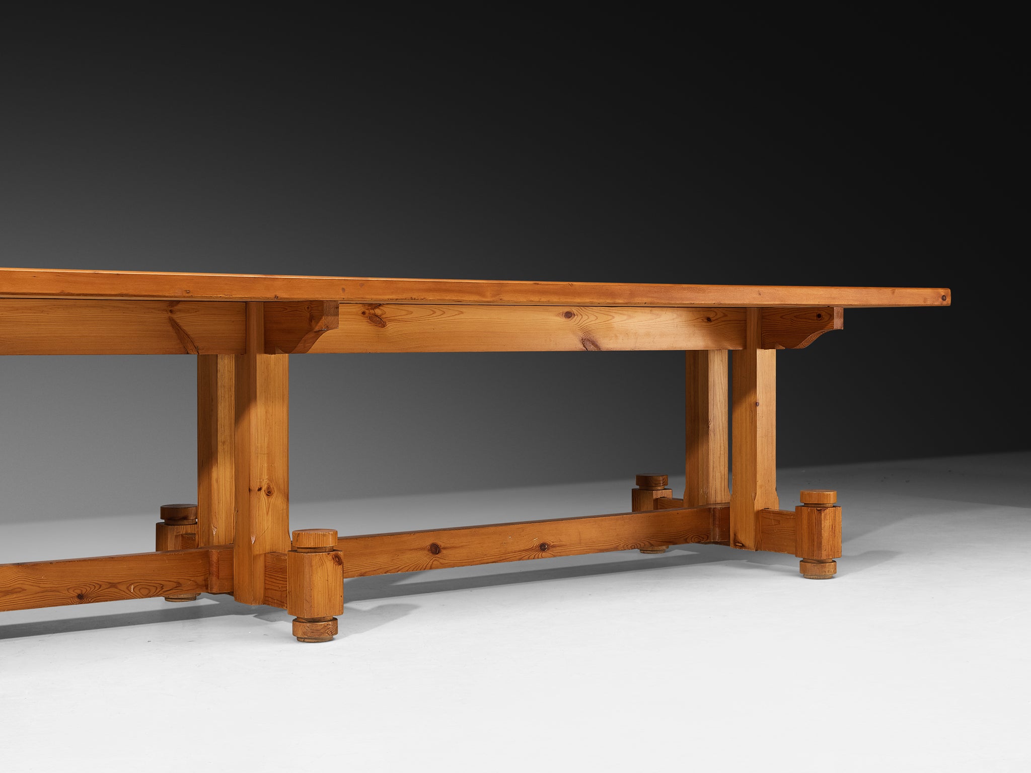 Grand Monumental Modernist Dining Table in Pine 1970s 400cm/157in Tables Morentz