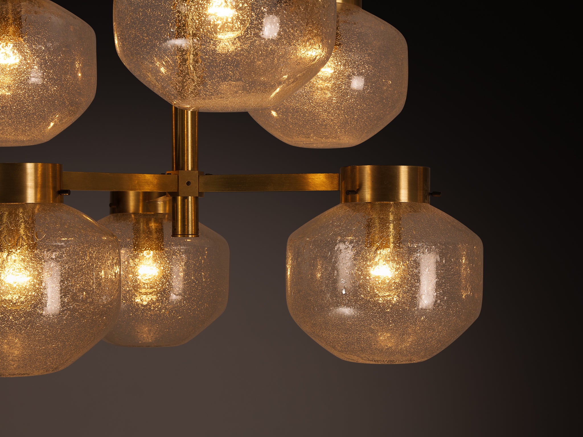 Chandeliers Brass and Textured Glass Lighting Morentz
