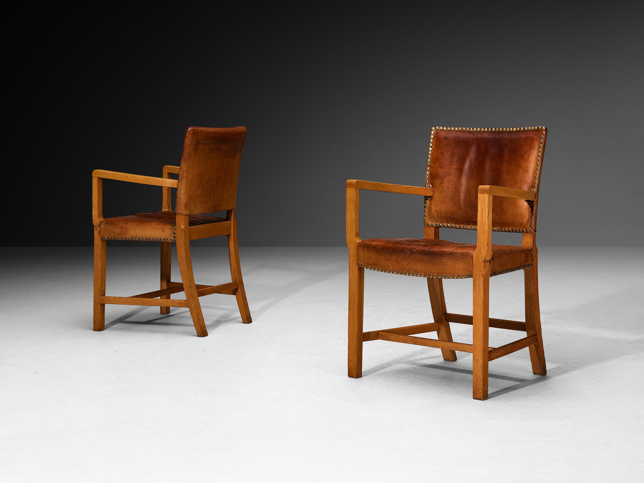 Jacob Kjaer Set of Eight Dining Chairs in Oak and Leather 1930s Seating Morentz