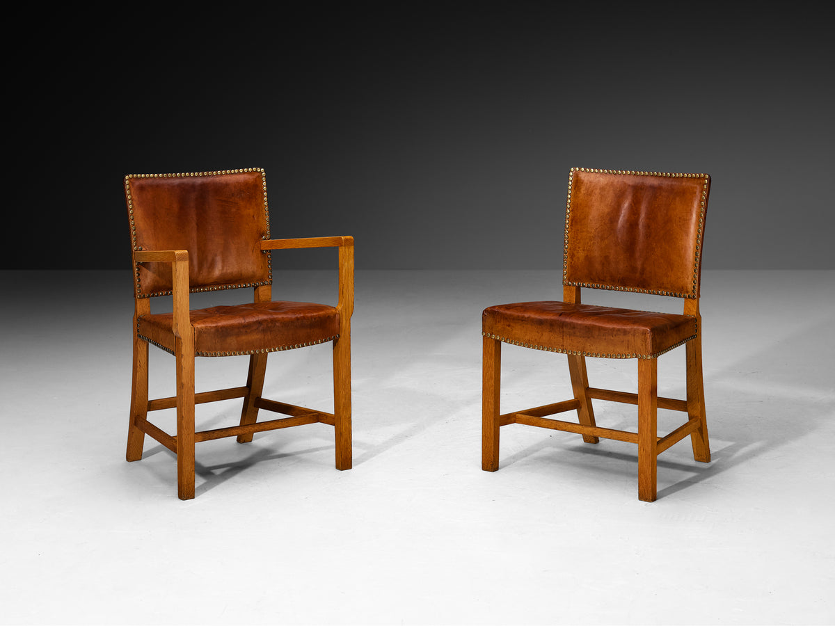 Jacob Kjaer Set of Eight Dining Chairs in Oak and Leather 1930s Seating Morentz