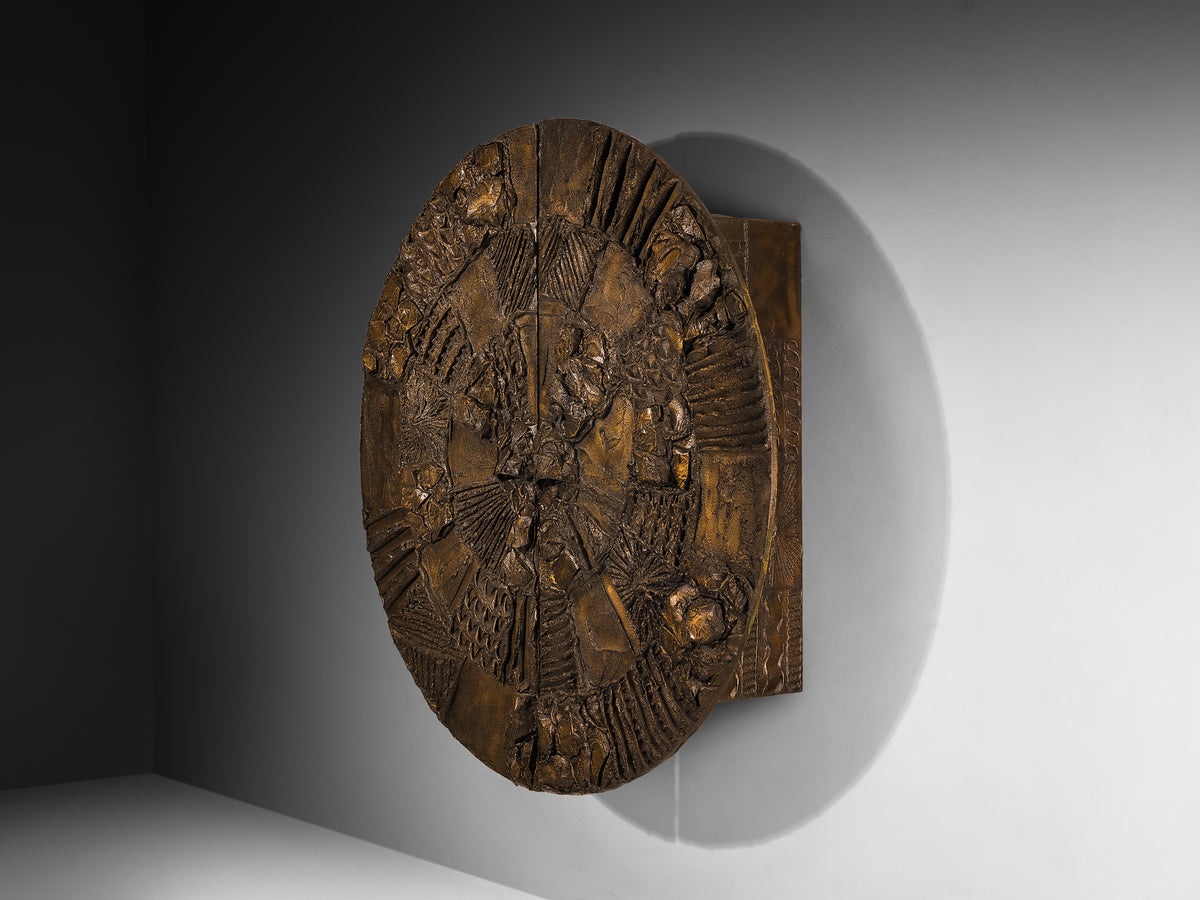 Paul Evans for Directional Large-Scaled Wall-Mounted 'PE 122' Bar Cabinet in Sculpted Bronze Case pieces and storage cabinets Morentz