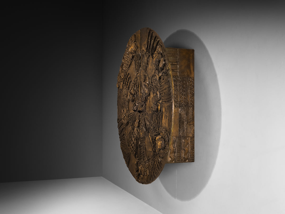 Paul Evans for Directional Large-Scaled Wall-Mounted 'PE 122' Bar Cabinet in Sculpted Bronze Case pieces and storage cabinets Morentz