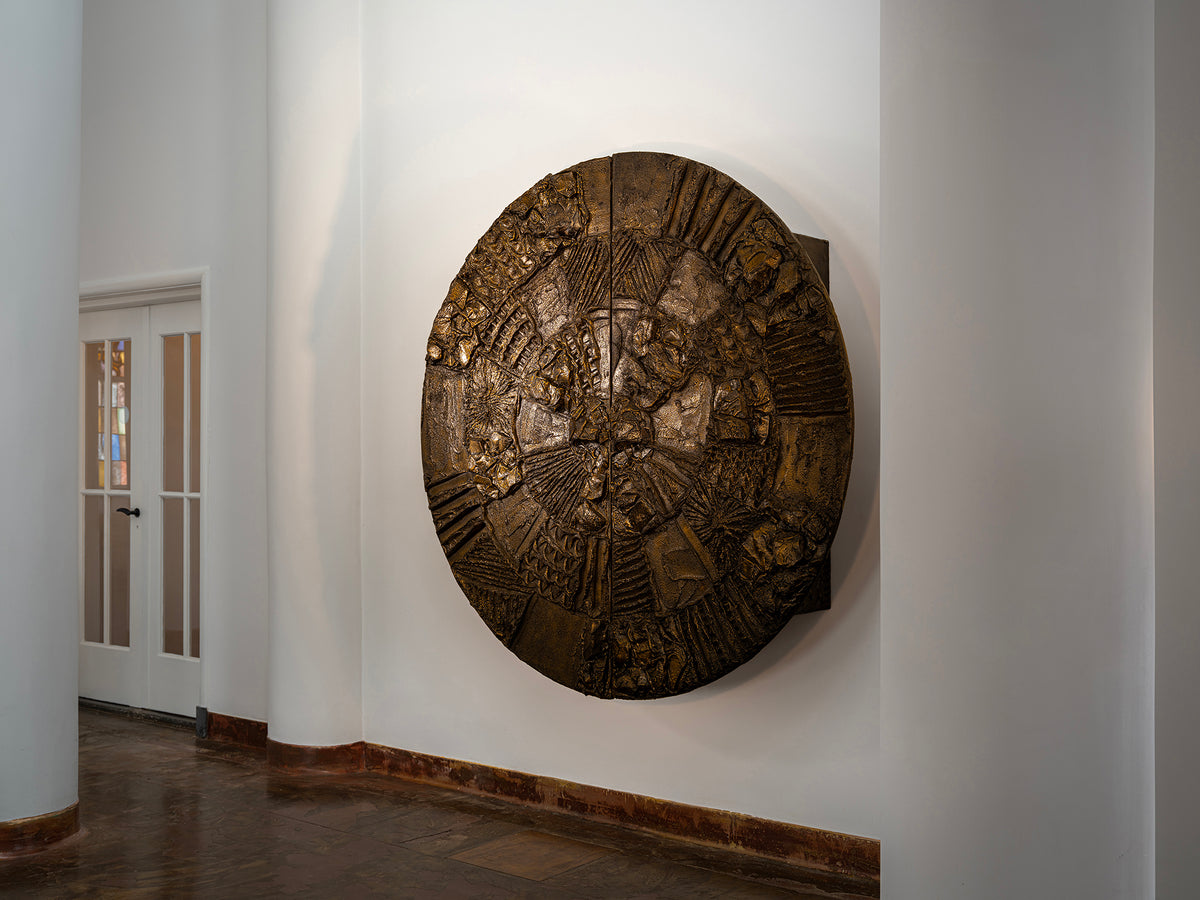 Paul Evans for Directional Large-Scaled Wall-Mounted 'PE 122' Bar Cabinet in Sculpted Bronze Case pieces and storage cabinets Morentz