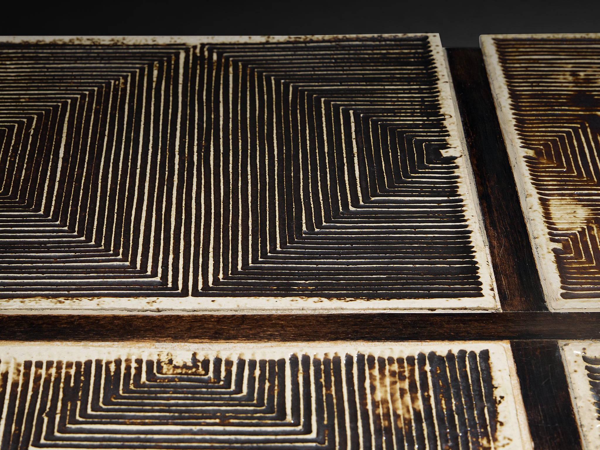 Roger Capron Rare 'Alouette' Coffee Table in Ceramic Tiles and Wood