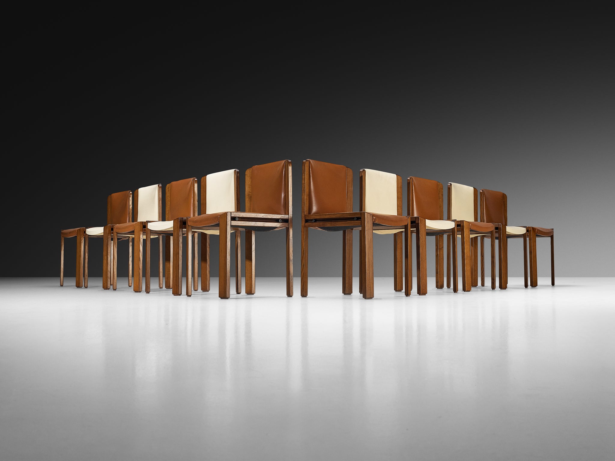 Joe Colombo for Pozzi Set of Ten '300' Dining Chairs in Ash Seating Morentz