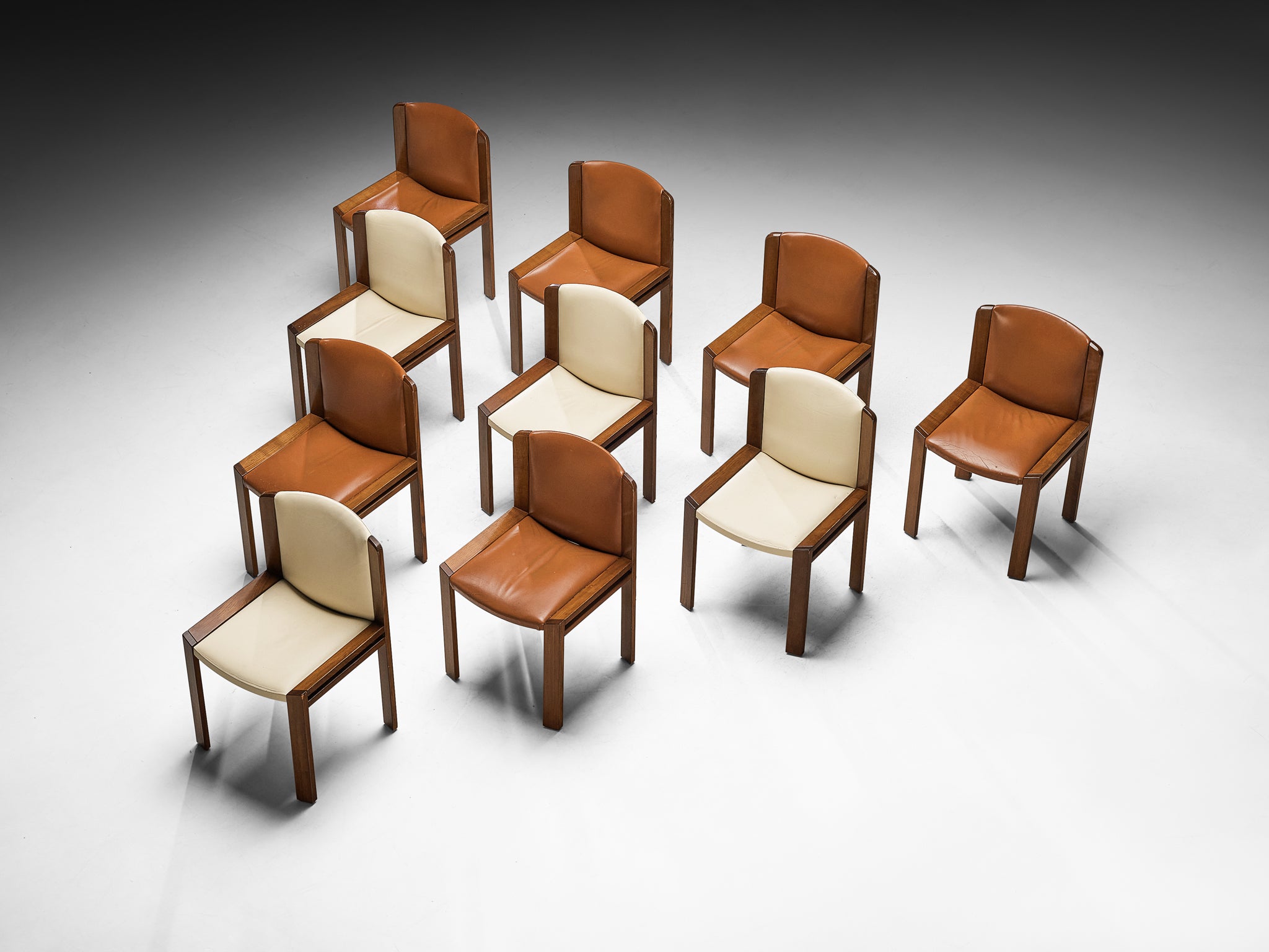Joe Colombo for Pozzi Set of Ten '300' Dining Chairs in Ash Seating Morentz