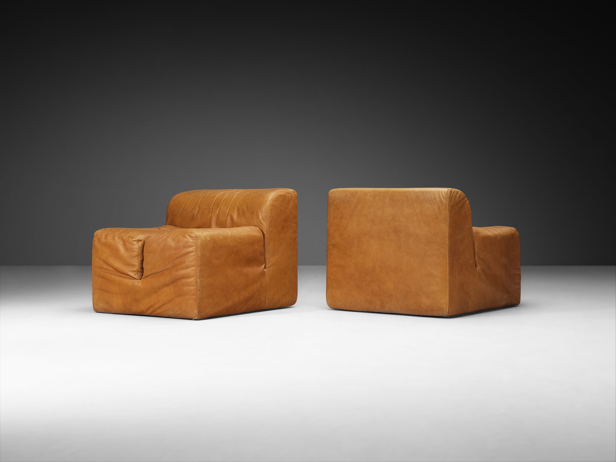 Gionathan de Pas, Donato D’Urbino & Paolo Lomazzi 'Ipercubo 200' 1970s Lounge Chairs in Leather Seating Morentz