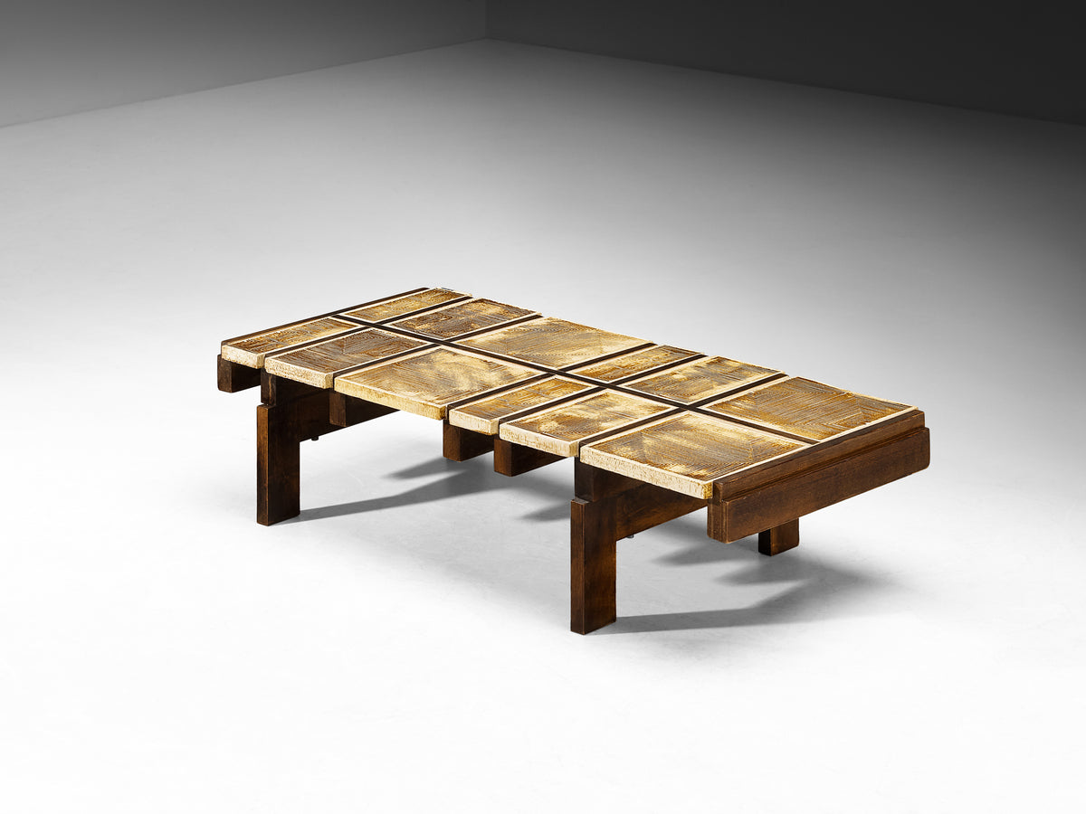Roger Capron Rare 'Alouette' Coffee Table in Ceramic Tiles and Wood Tables Morentz