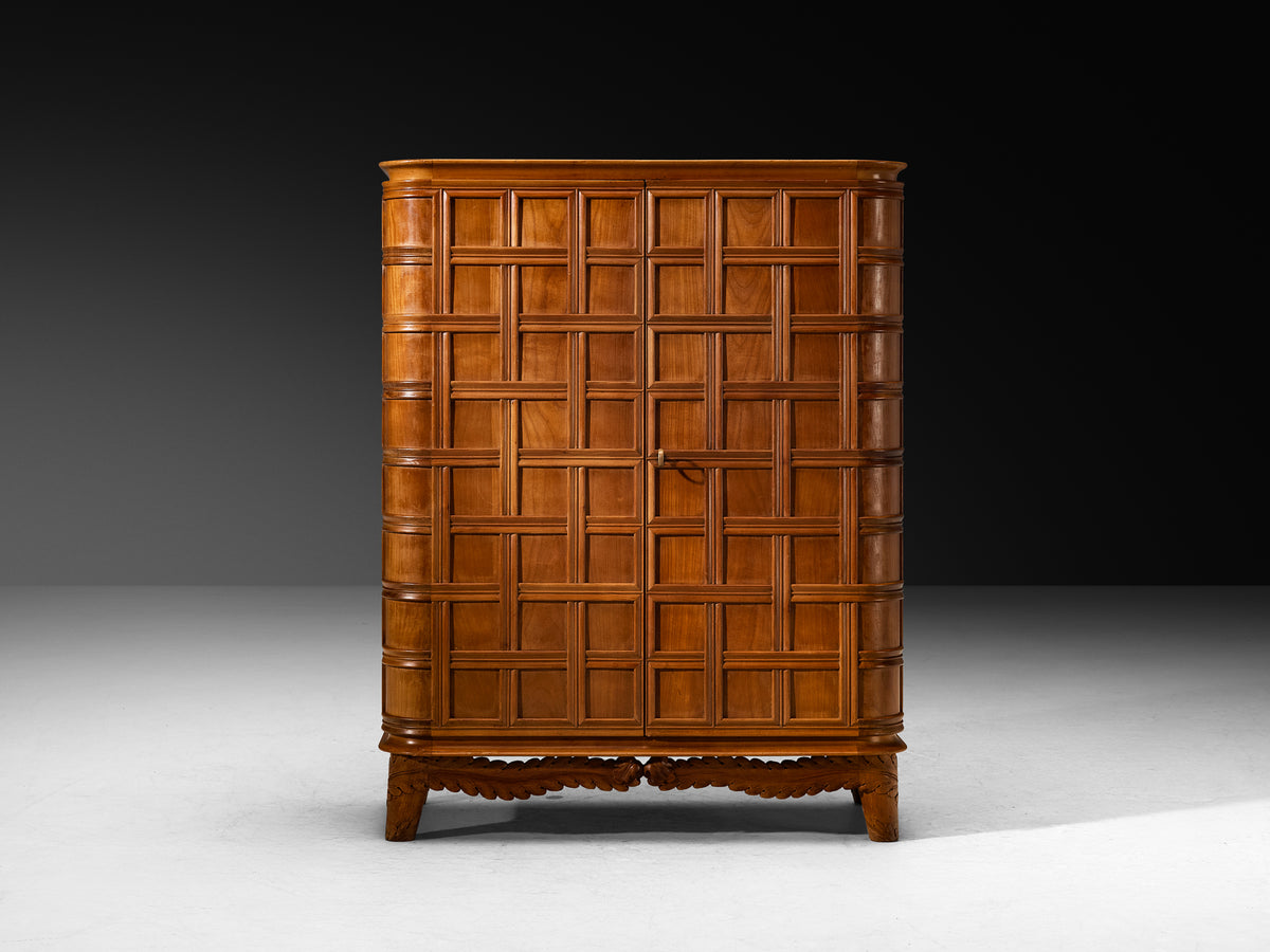 Fratelli Barni Mobili d'Arte Seveso Art Deco Bar Cabinet in Cherry Brass and Glass