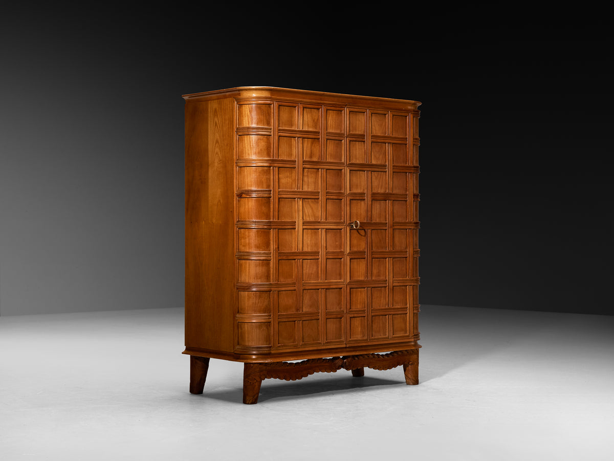 Fratelli Barni Mobili d'Arte Seveso Art Deco Bar Cabinet in Cherry Brass and Glass