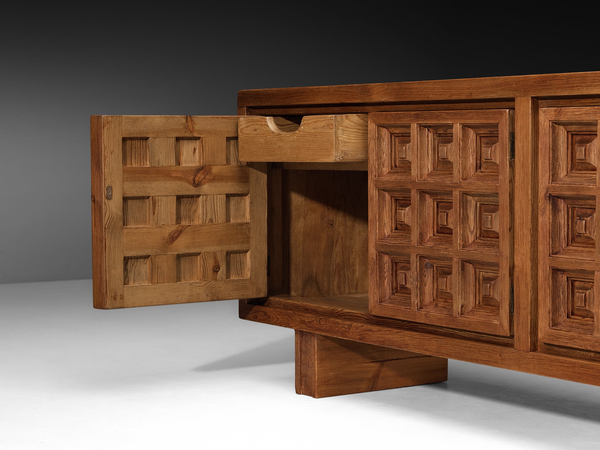 Biosca Spanish Brutalist Sideboard in Stained Pine