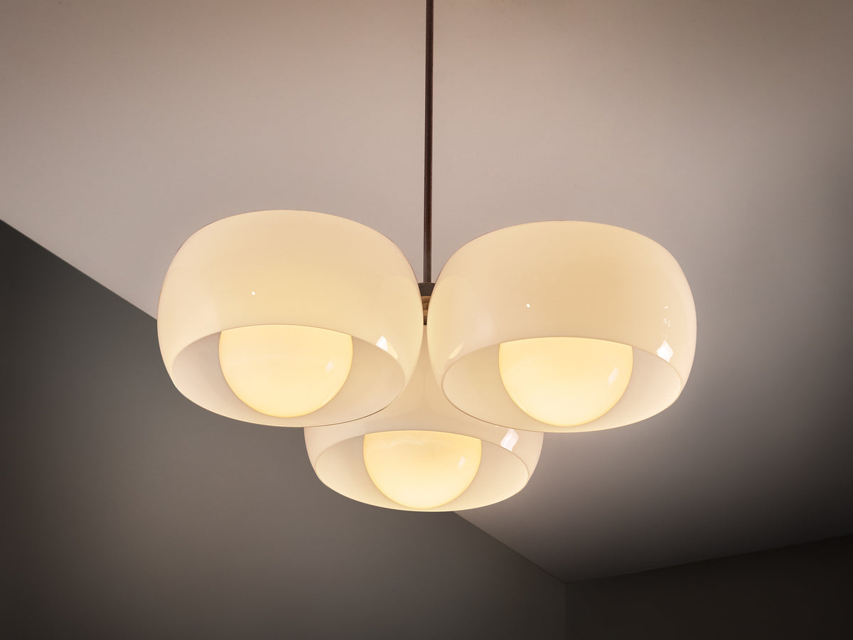 Vico Magistretti for Artemide 'Triclinio' Chandelier in Opaline Glass Lighting Morentz