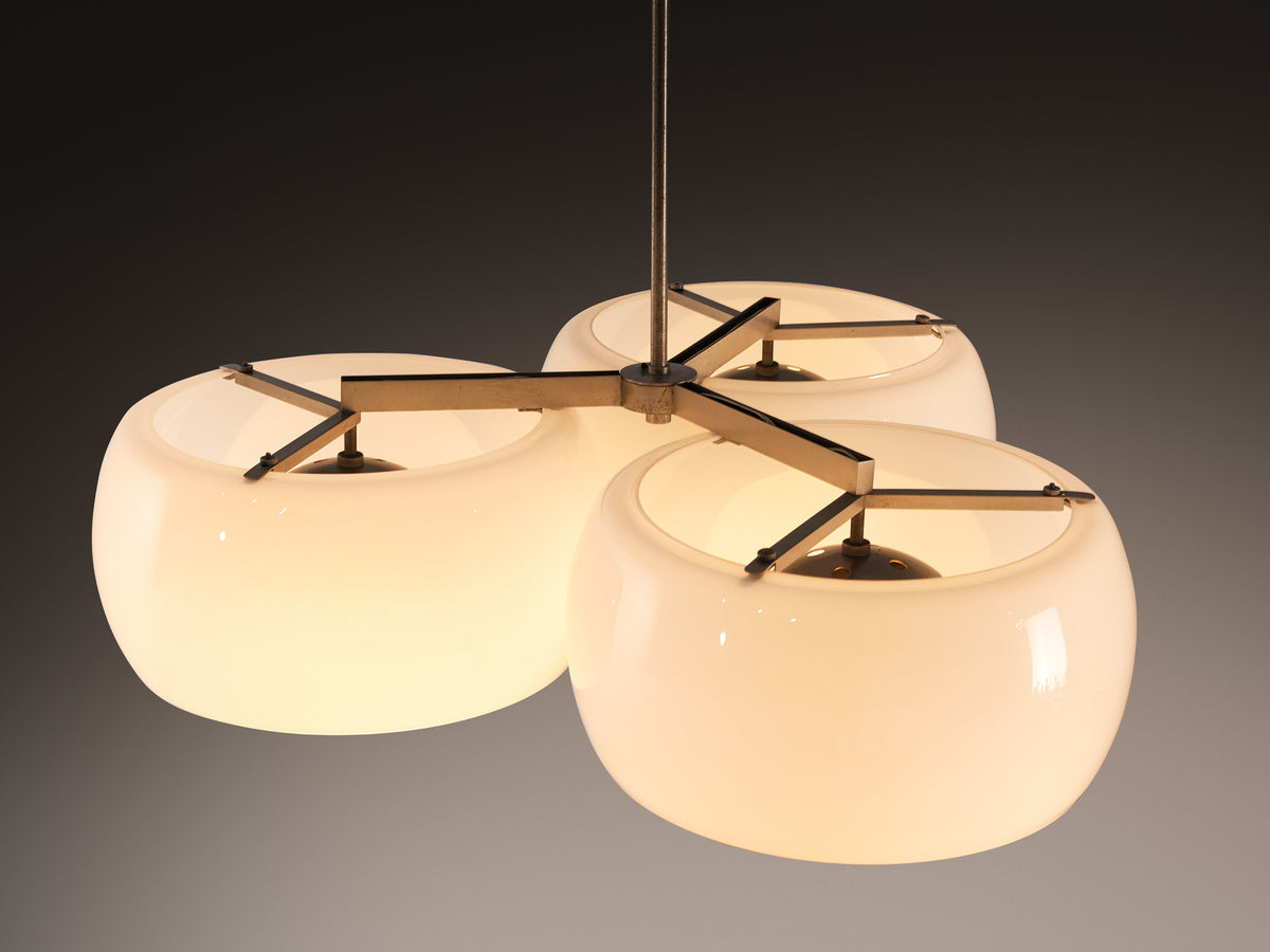 Vico Magistretti for Artemide 'Triclinio' Chandelier in Opaline Glass Lighting Morentz