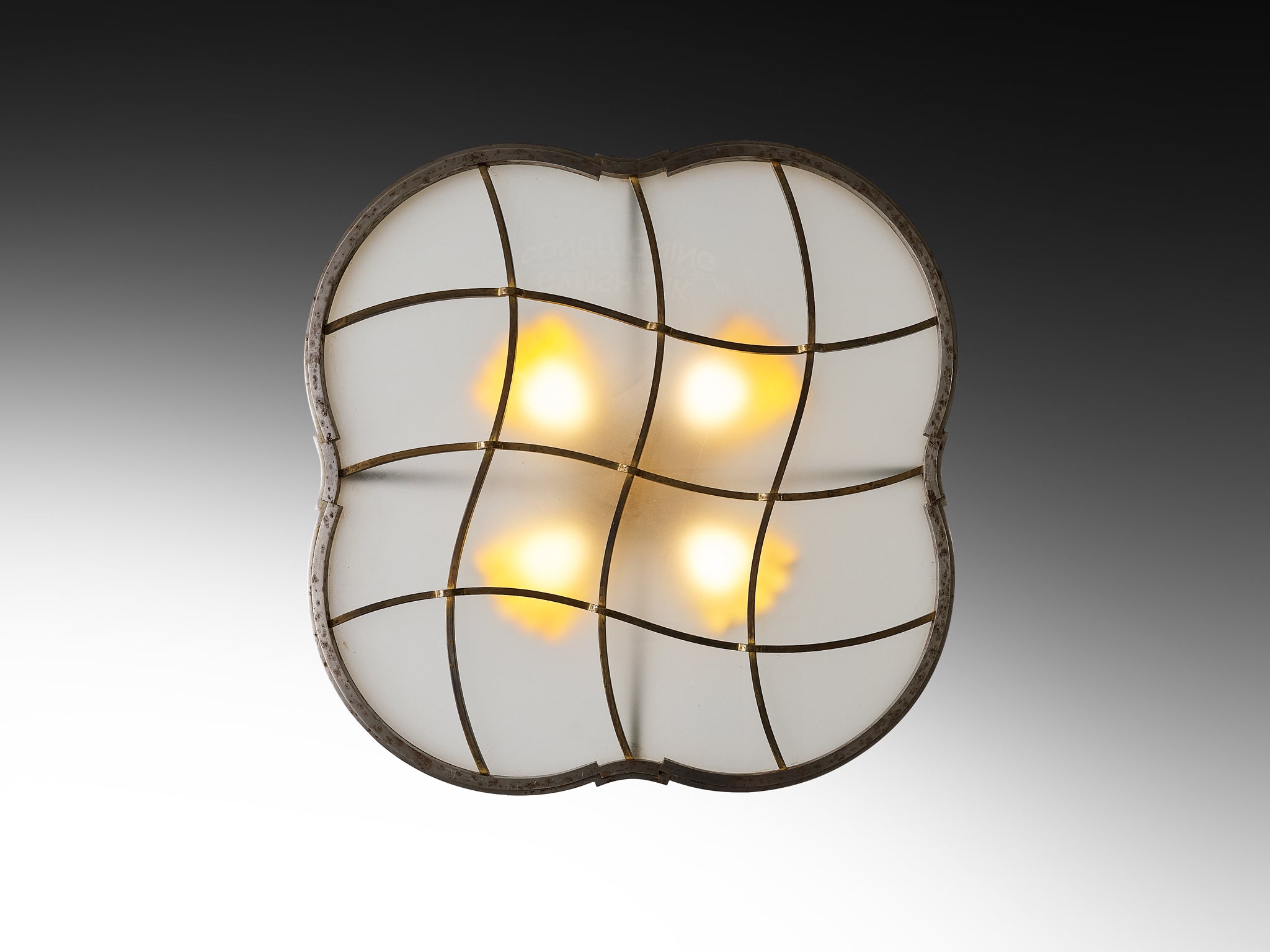 Lars Holmström for Arvika Konsthantverk Ceiling Light in Steel Brass and Glass 1930s Lighting Morentz