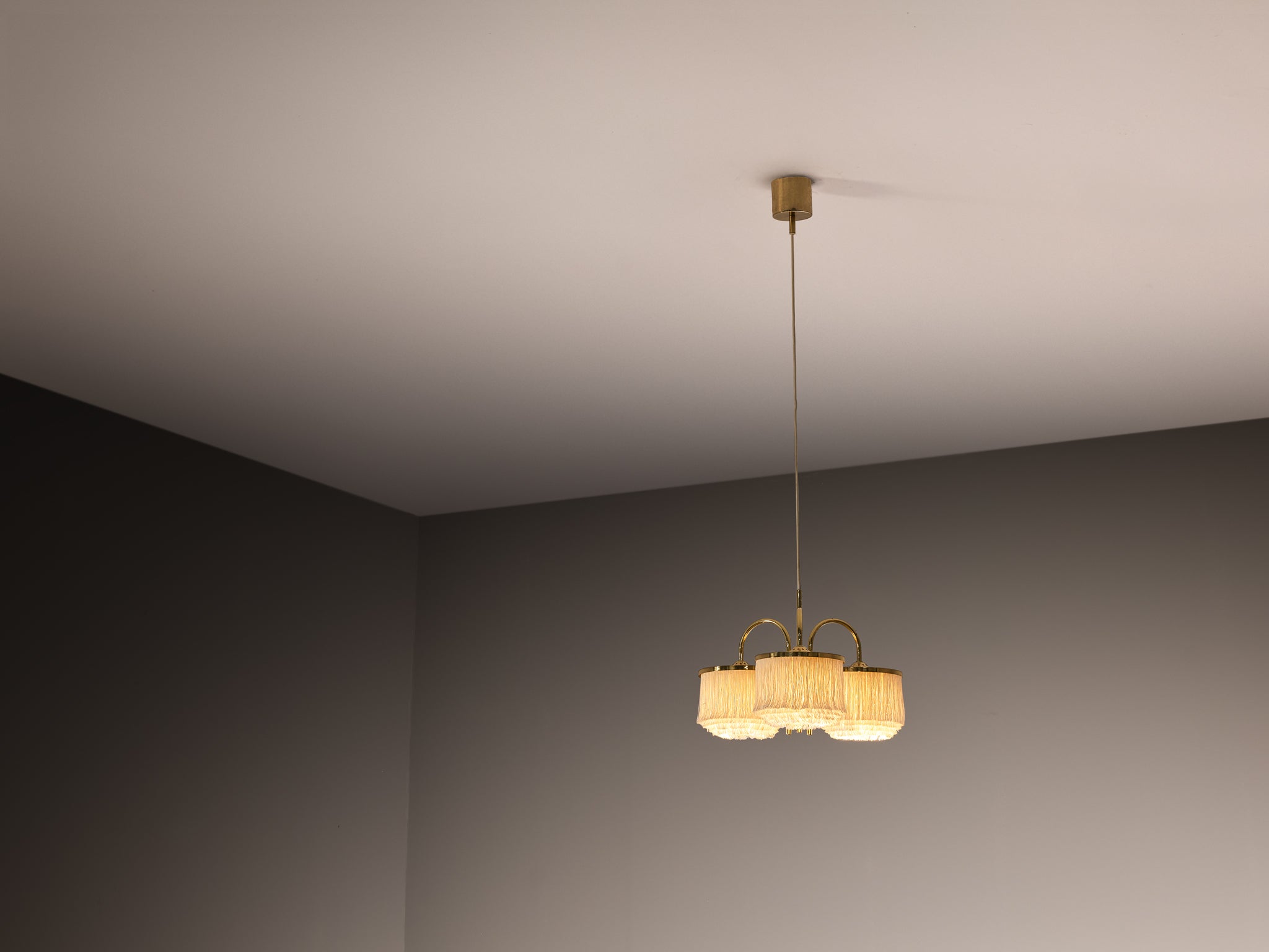 Hans-Agne Jakobsson Chandelier in Brass with Silk Strings Lighting Morentz