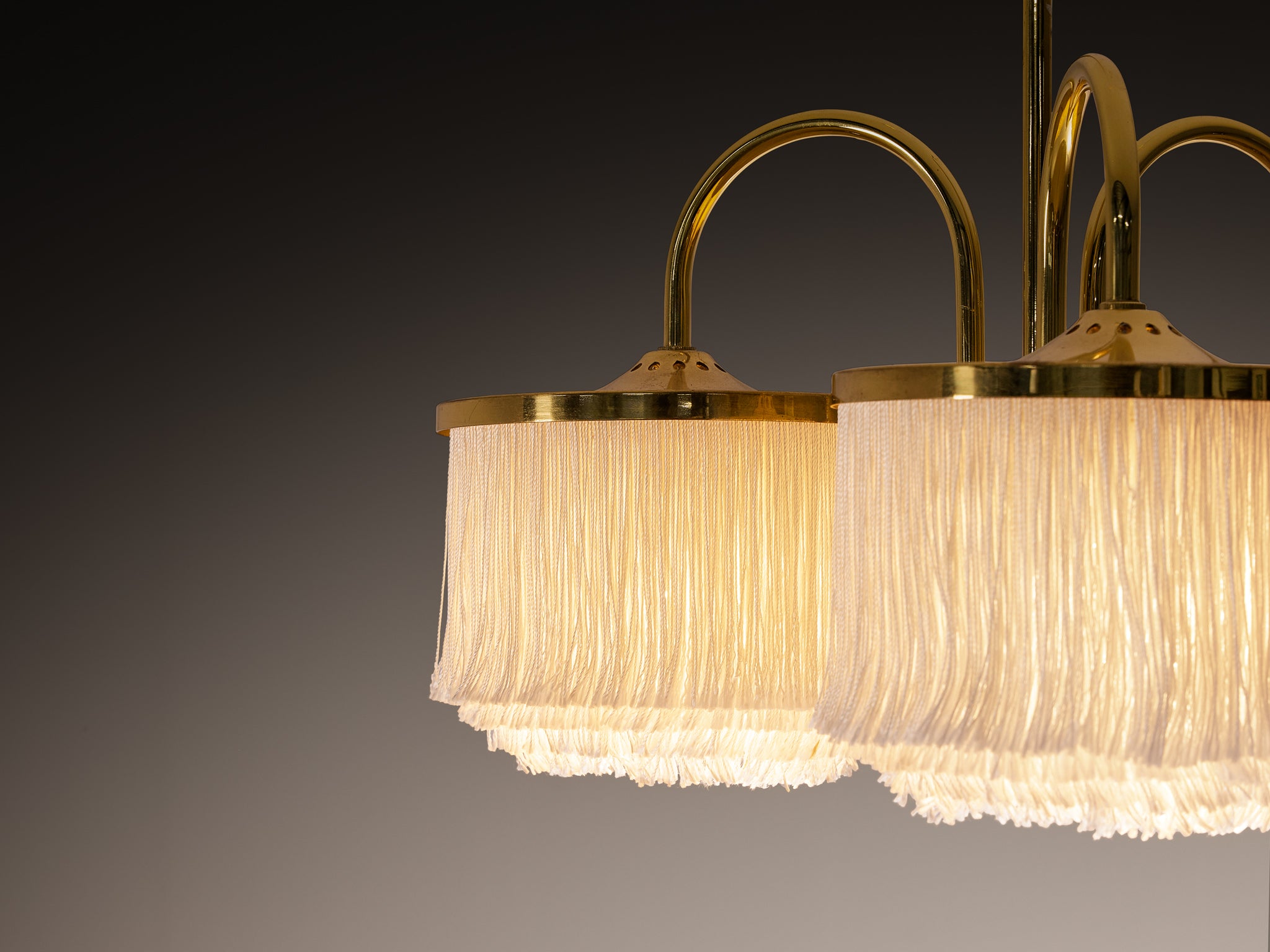 Hans-Agne Jakobsson Chandelier in Brass with Silk Strings Lighting Morentz