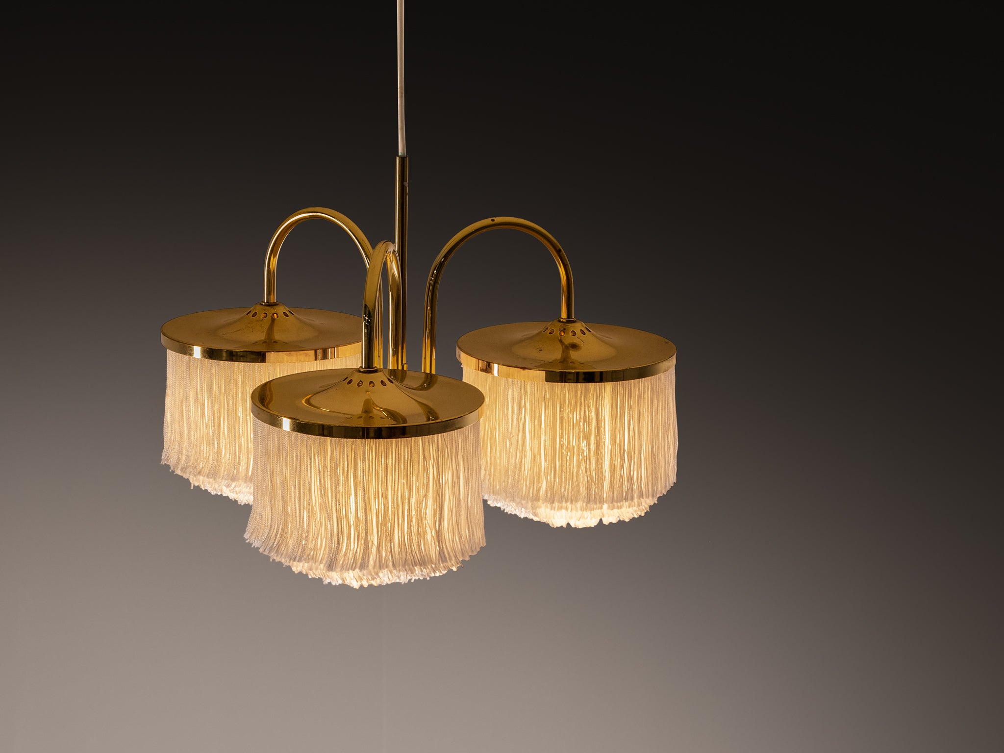 Hans-Agne Jakobsson Chandelier in Brass with Silk Strings Lighting Morentz