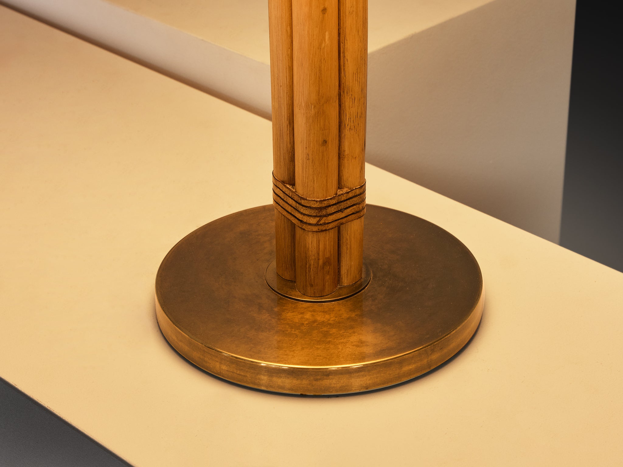 Bergboms Pair of 'B-105' Table Lamps in Bamboo Brass and Fabric Shades Lighting Morentz