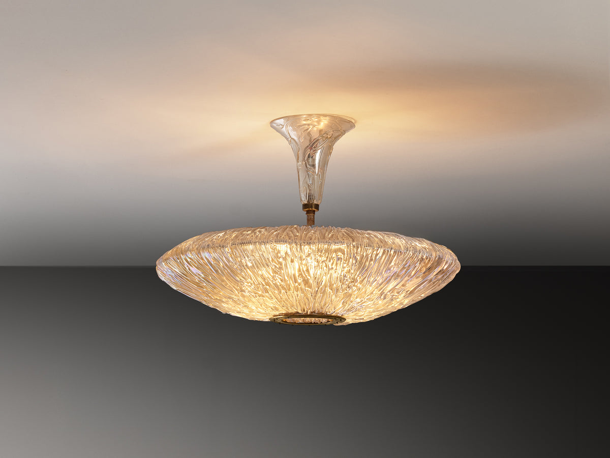 Rare Carlo Scarpa for Venini Chandelier in Crystal 'Corteccia' Glass Lighting Morentz