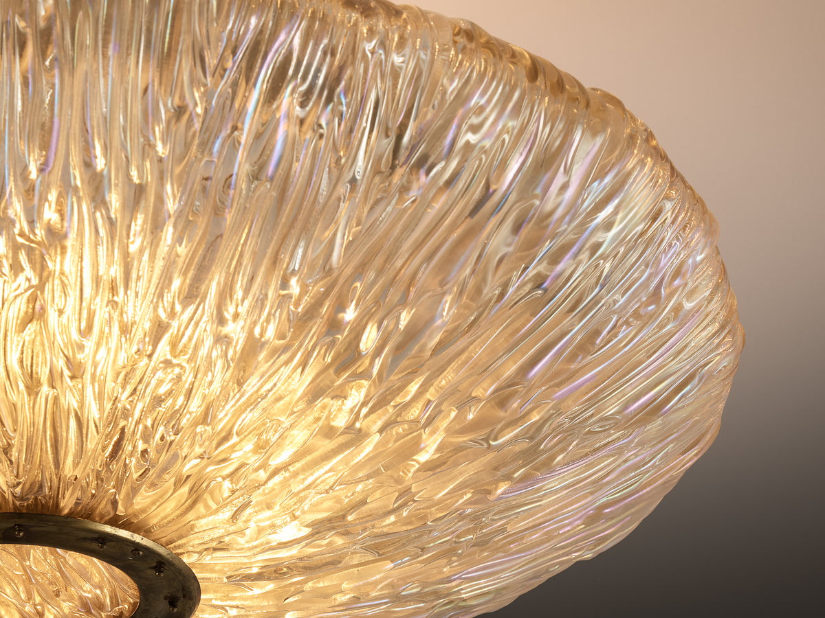 Rare Carlo Scarpa for Venini Chandelier in Crystal 'Corteccia' Glass Lighting Morentz