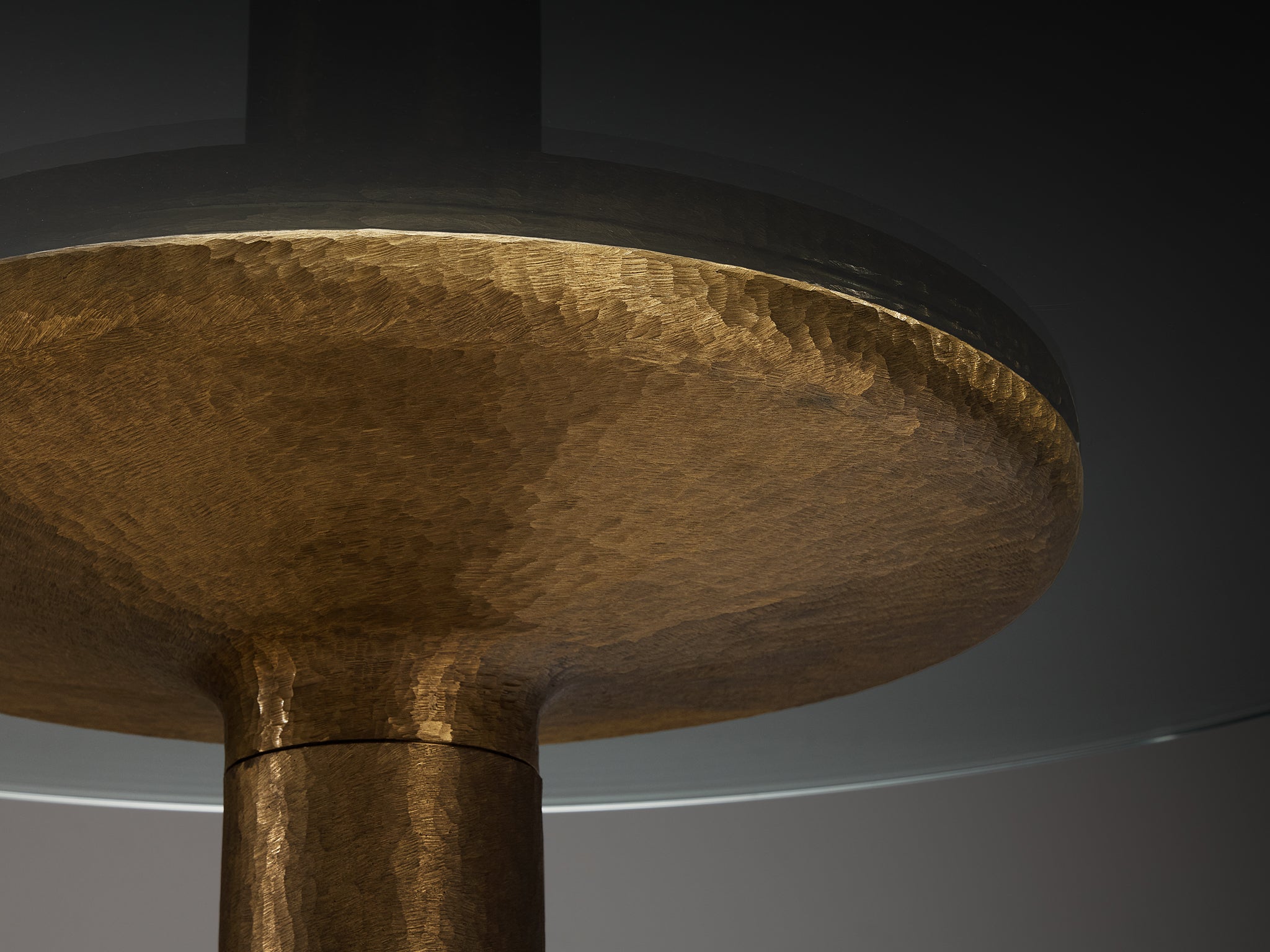 Luciano Frigerio 'Luky' Dining Table in Hammered Brass and Glass Tables Morentz