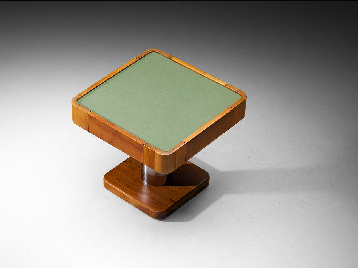 Postmodern Italian Adjustable Game Table in Walnut and Steel Tables Morentz